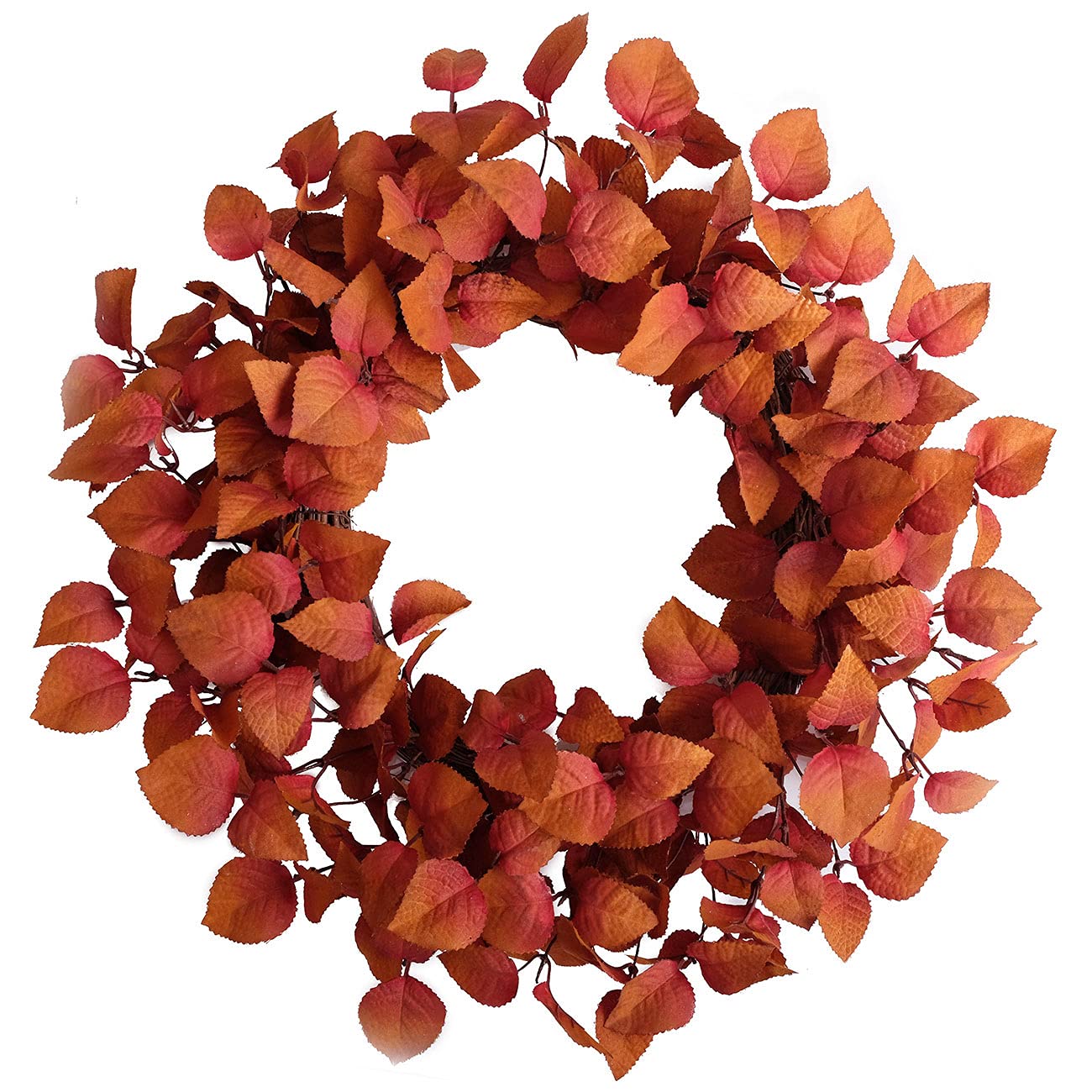 20 Inch Artificial Fall Leaves Wreath - Autumn Leaf Decorative Wreath for Front Door, Indoor & Outdoor Wall Decor - Perfect for Thanksgiving, Halloween, Harvest Festival & Home Party Decorations