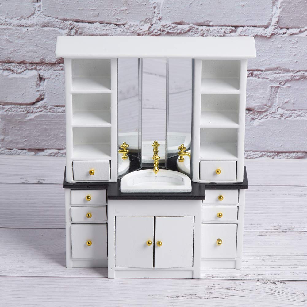 Miniature Wooden Dollhouse Sink - Realistic Bathroom Basin & Kitchen Accessory for Dollhouse Play, DIY Projects & Collectibles | Perfect for Kids' Playhouse, Miniature Displays & Model Home Decor