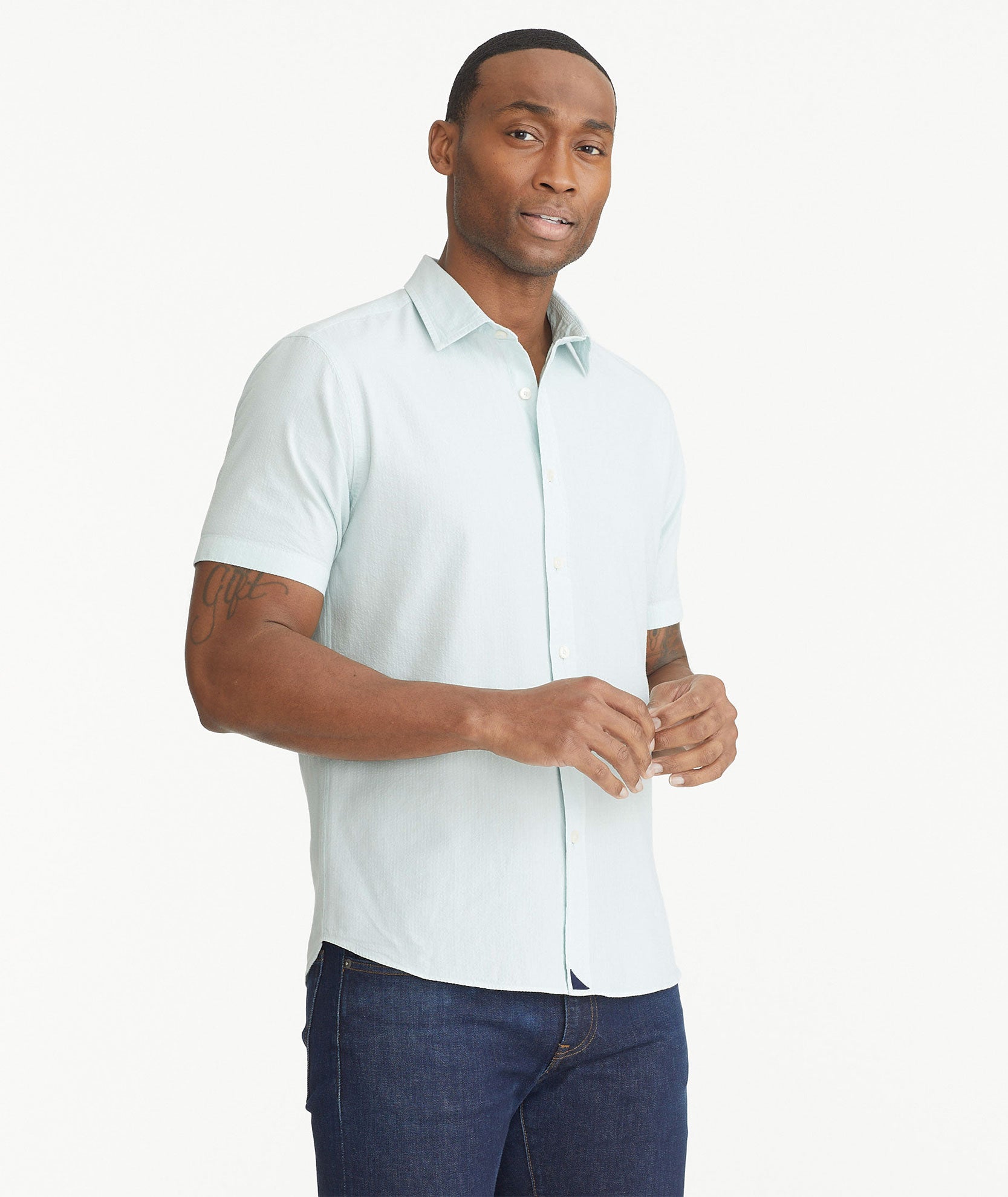 Breathable Cotton Seersucker Short Sleeve Pavao Shirt for Men - Summer Casual Wear, Beach Outfit & Vacation Style - FINAL SALE