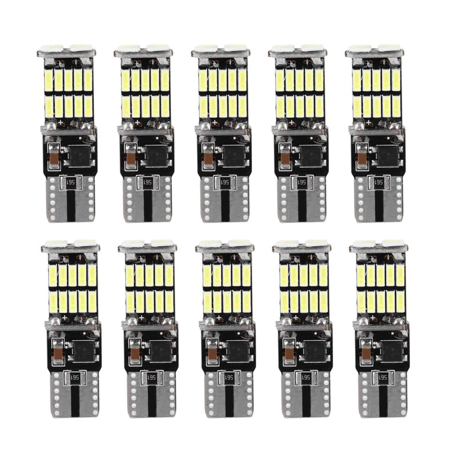 T10 4014 LED Bulbs - 26 SMD LED Car Bulbs 10-Pack - Error Free Canbus Decoding LED Lights for Side Marker & License Plate - Perfect for BMW, Audi, Mercedes, Toyota, Honda - Upgrade Your Vehicle Lighting for Night Driving & Enhanced Visibility