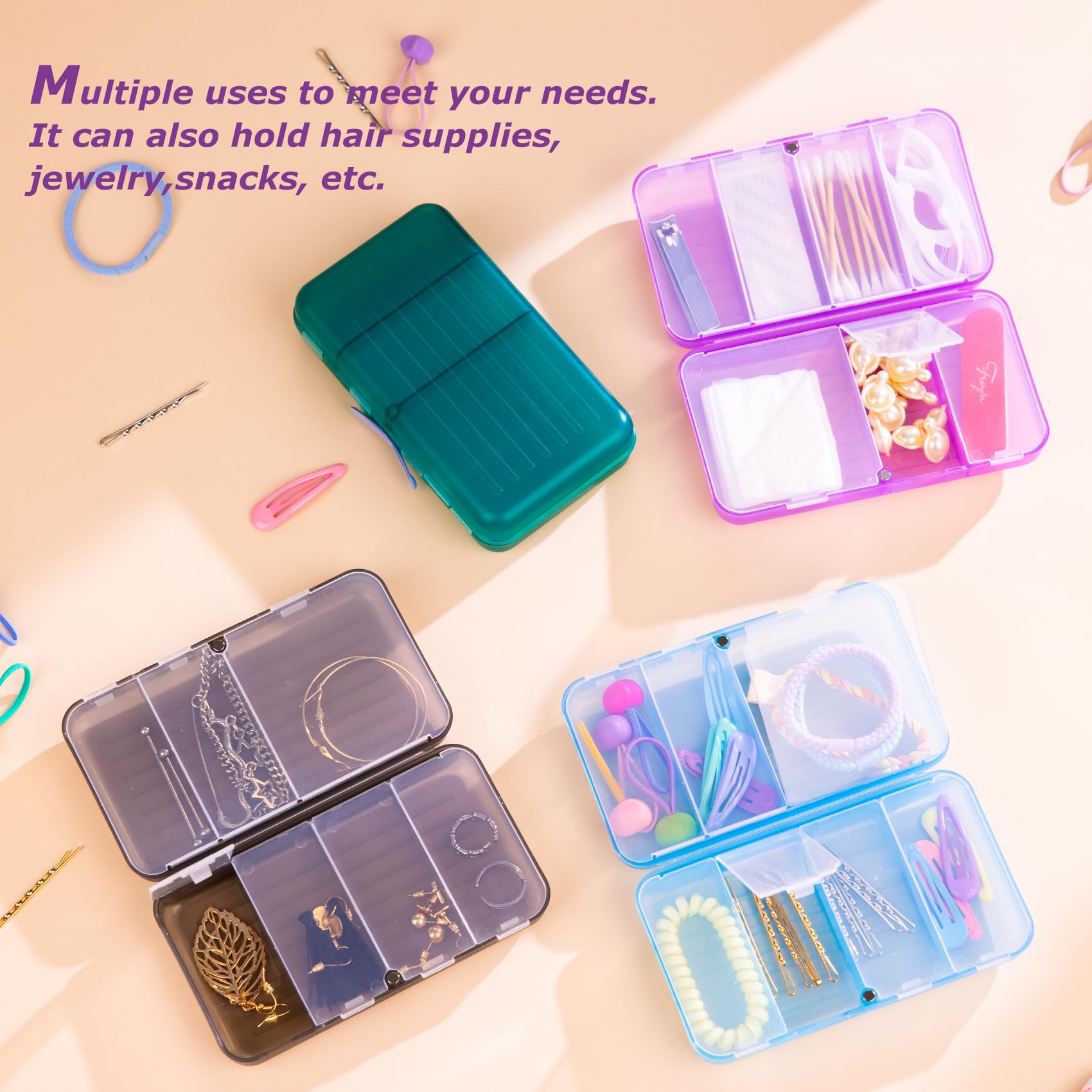 Yaklim Magnetic Travel Pill Organizer - 7 Compartment Portable Pill Box with Labels, Large Vitamin & Medicine Case, Grey Supplement Organizer | Perfect for Daily Medication, Travel, and On-the-Go Use