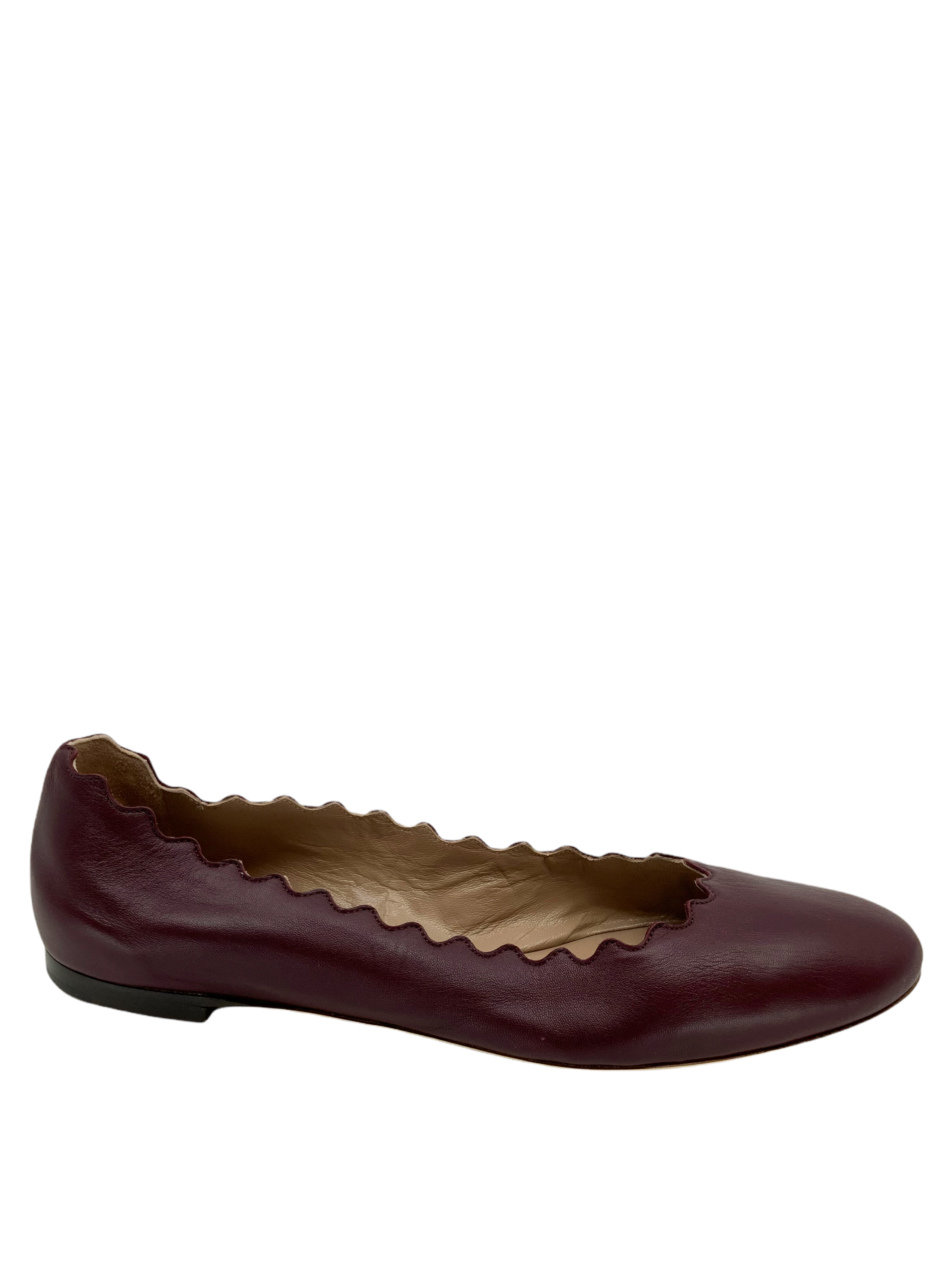 Chloe Lauren Women's Size 8 Scalloped Leather Ballet Flats - Comfortable & Elegant Shoes for Work, Dating & Casual Wear