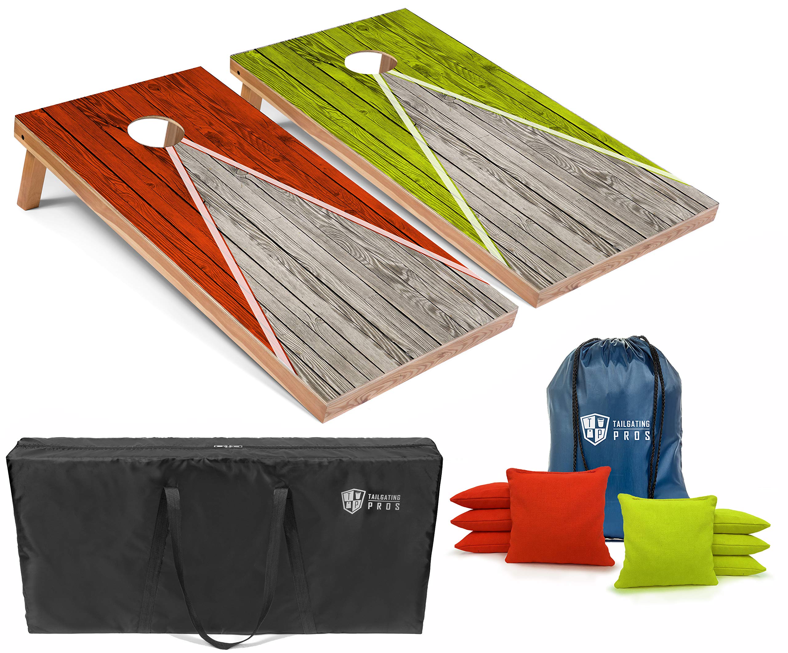 Regulation Cornhole Board Set with LED Ring Lights - 4'x2' Lightweight Pyramid Design for Tailgating, Backyard Parties & Outdoor Games