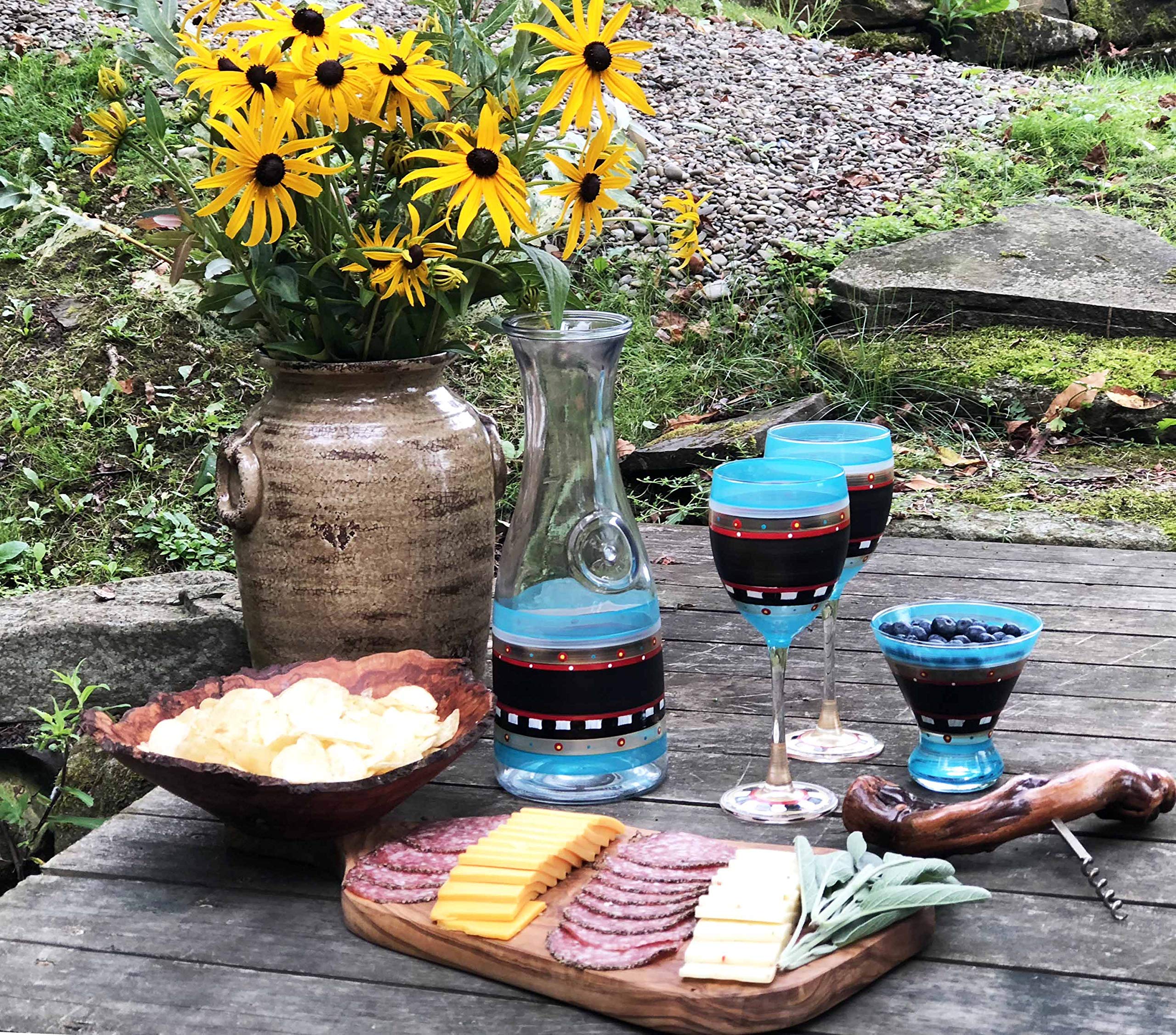 Hand Painted Moroccan Mosaic Glass Carafe - Unique Chalkboard Surface Kitchen Decor - Personalized Chalk Writing Tabletop Decoration by USA Artists | Perfect for Home Décor, Gift Giving & Entertaining