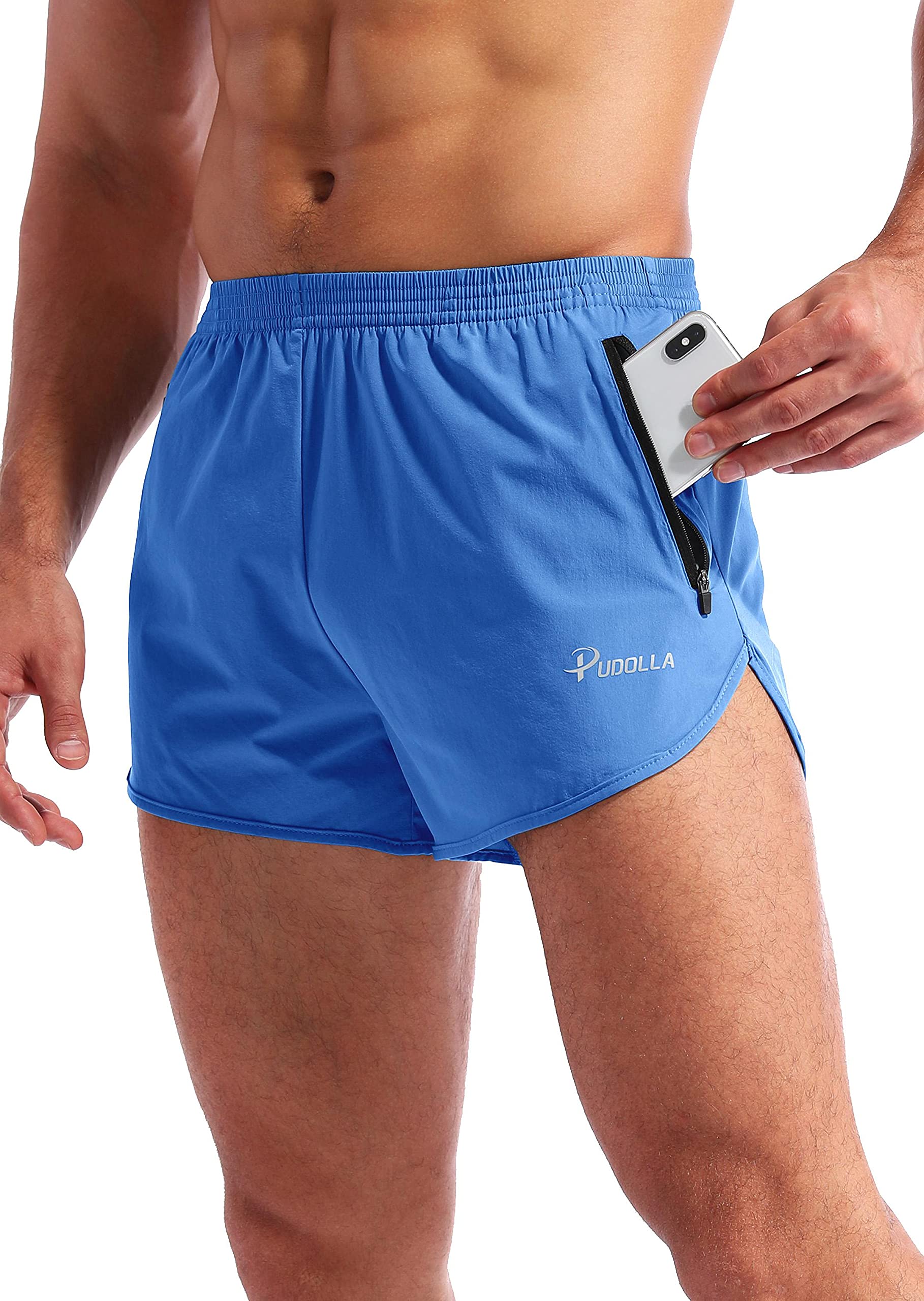 Pudolla Men's 3 Inch Running Shorts - Quick Dry Gym Workout Shorts with Zipper Pockets | Lightweight Athletic Shorts for Jogging, Training & Outdoor Activities