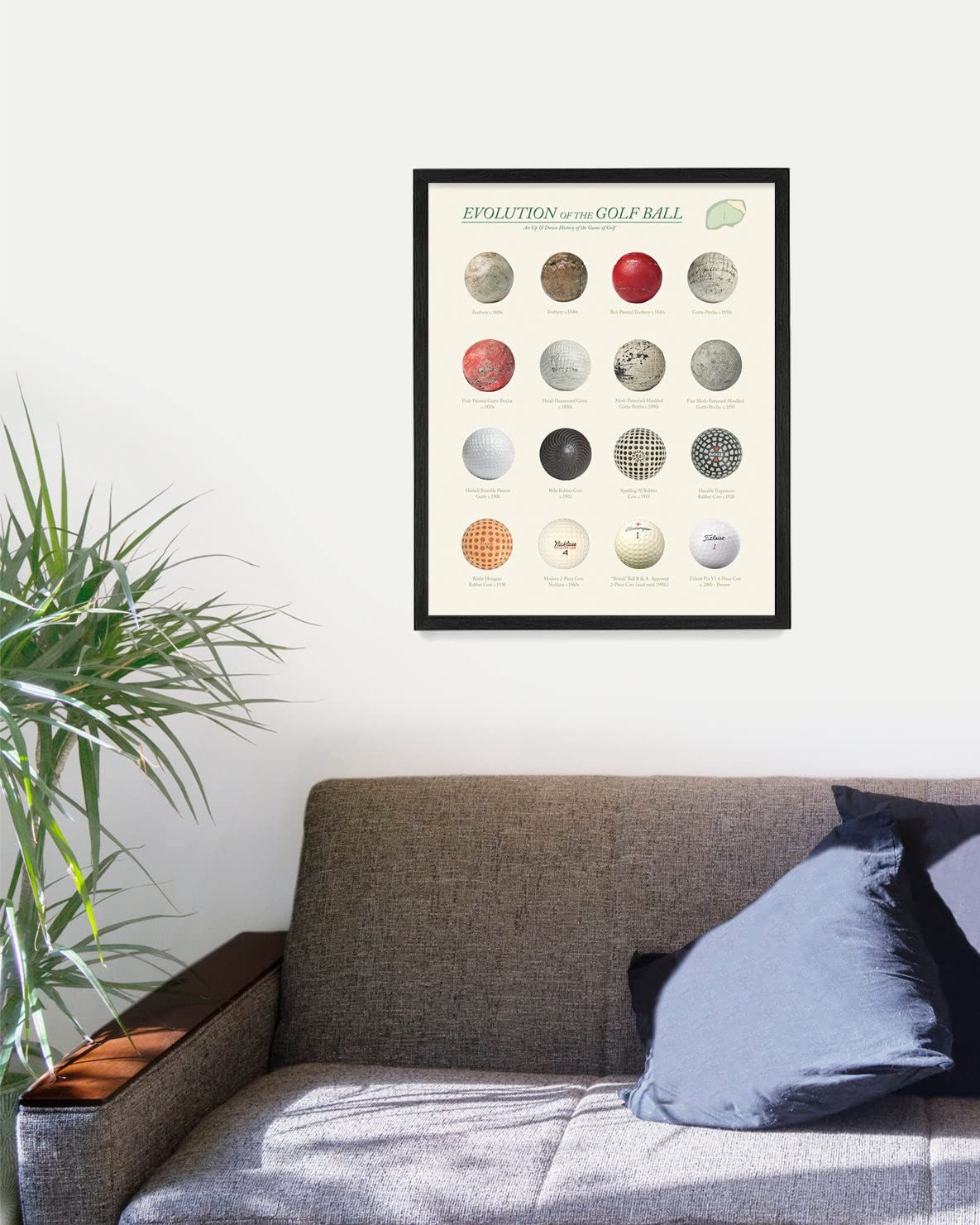 Evolution of The Golf Ball Poster Print - Golf Wall Art Decor - Framed 11x14 Inches - Perfect Gift for Golf Lovers & Home Office Man Cave Decor