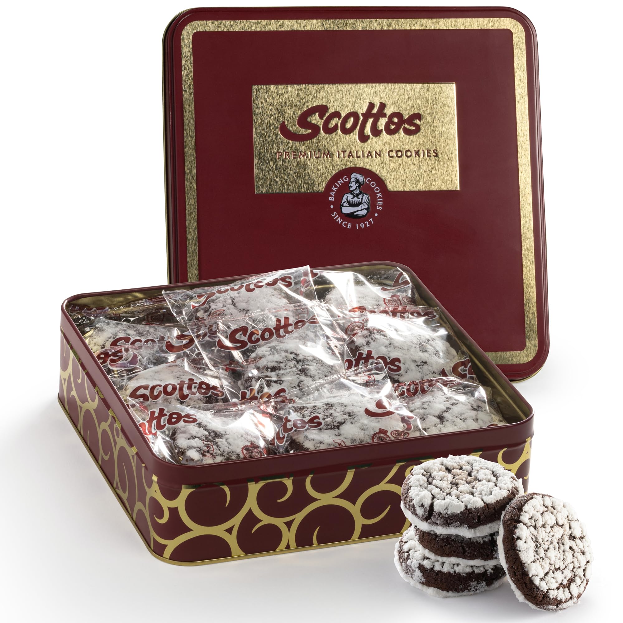 Gourmet Chocolate Crinkle Cookies Individually Wrapped - Pack of 18 Fresh Baked Fudge Cookies for Birthday Gifts, Thank You, Care Packages & Holiday Christmas Gift Baskets - Perfect for Office Treats, Party Favors & Family Gatherings - Bulk Food by Scottos Bakery