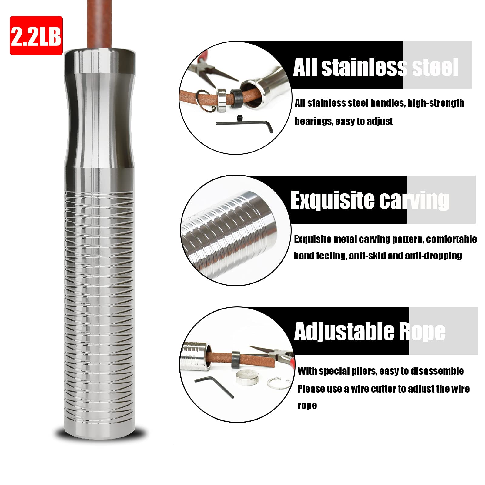 Ahomie Weighted Jump Rope for Women & Men - Adjustable Heavy Jump Rope with Non-Slip Stainless Steel Handles - Perfect for Fitness, Endurance Training, Boxing, and CrossFit Workouts