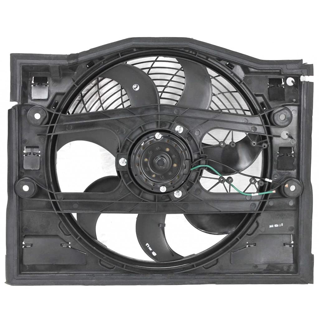 BMW 323i 325i 328i 330i Radiator Cooling Fan Replacement 1999-2005 - Single Fan Compatible with Automatic & Manual Transmission - OEM Part #BM3020100 64546988913 - Perfect for Engine Overheating Prevention & Summer Driving