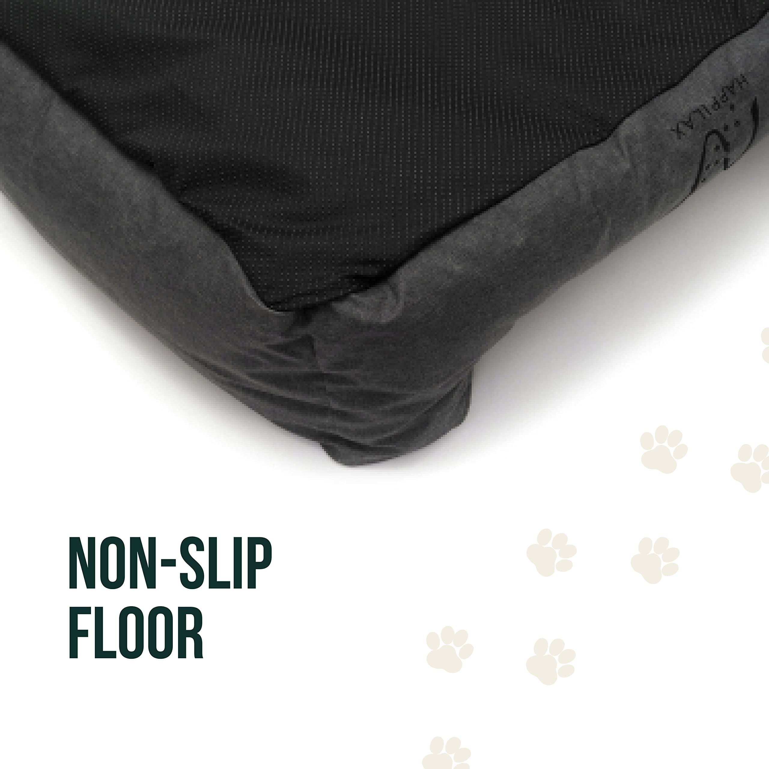 Happilax Washable Plush Dog Bed with Removable Cover - Orthopedic Bolster Pet Bed for Small to Large Dogs - Grey Rectangular Dog Pillow with Raised Edges - Perfect for Living Room, Bedroom & Crate Comfort