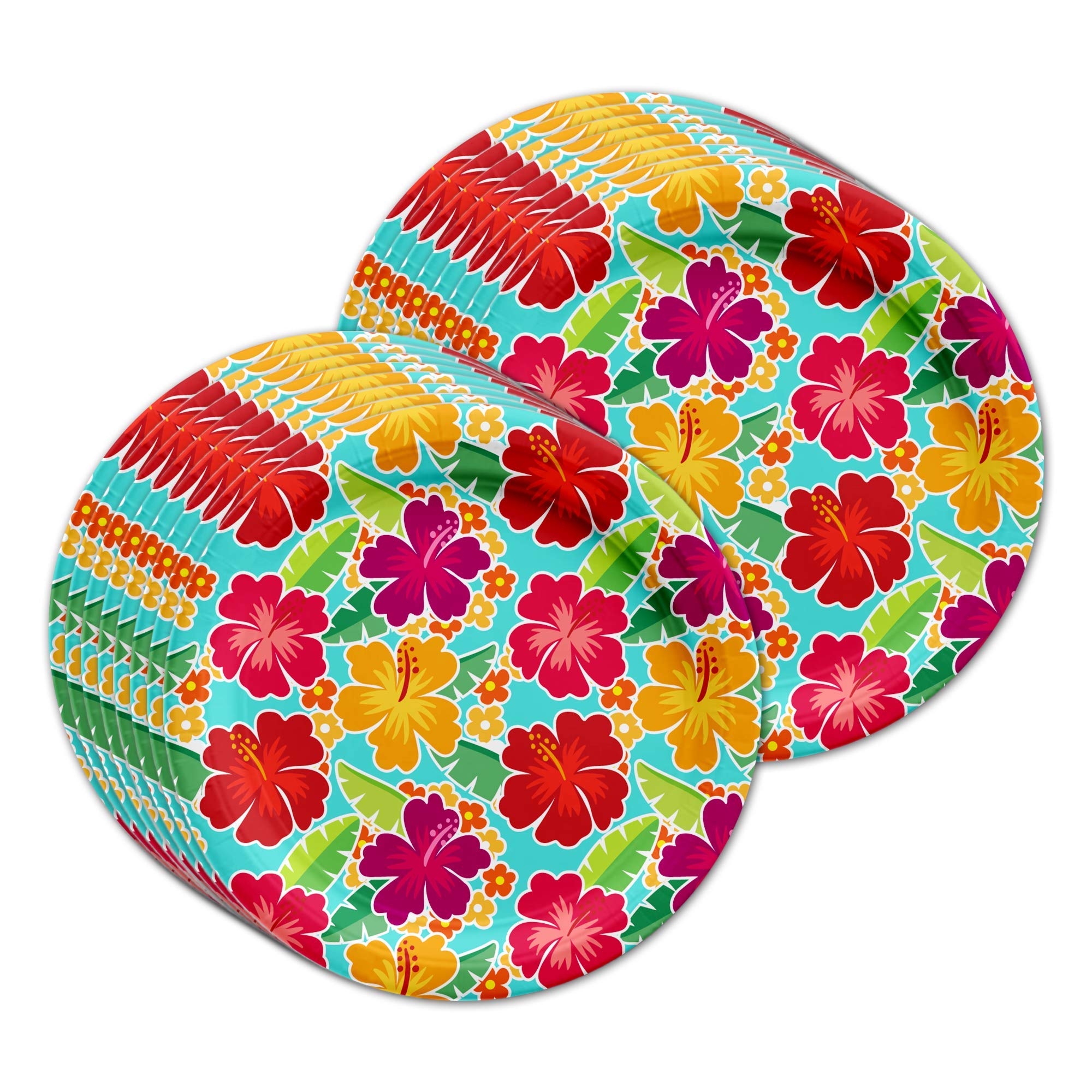 Hawaiian Hibiscus Flower Birthday Party Supplies Set - 16-Piece Tableware Kit with Plates, Napkins & Cups - Perfect for Luau, Tropical & Beach Themed Parties