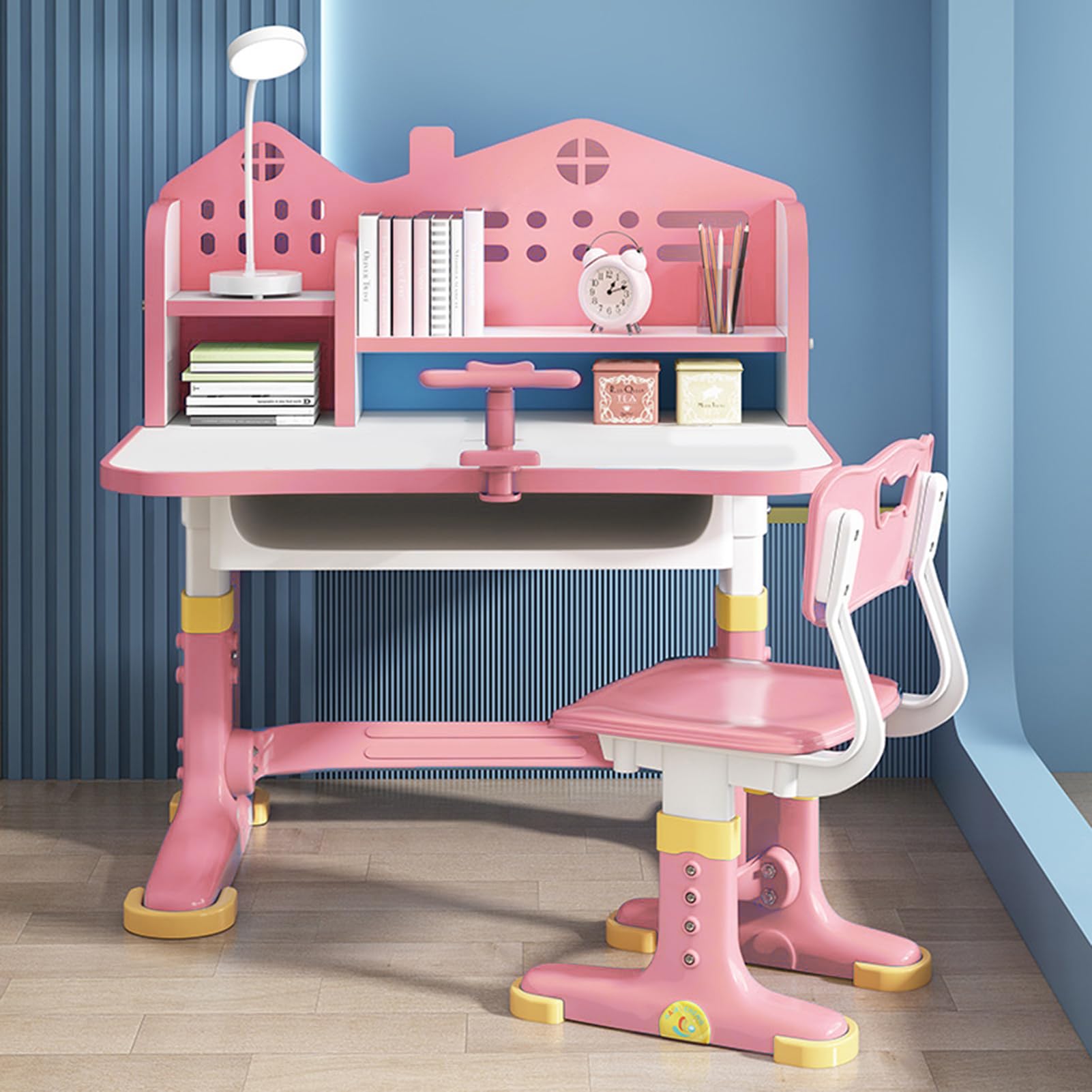 Adjustable Kids Desk and Chair Set - Ergonomic Study Desk with Drawer & Bookstand for Boys & Girls - Perfect for Homework, Online Learning & Reading