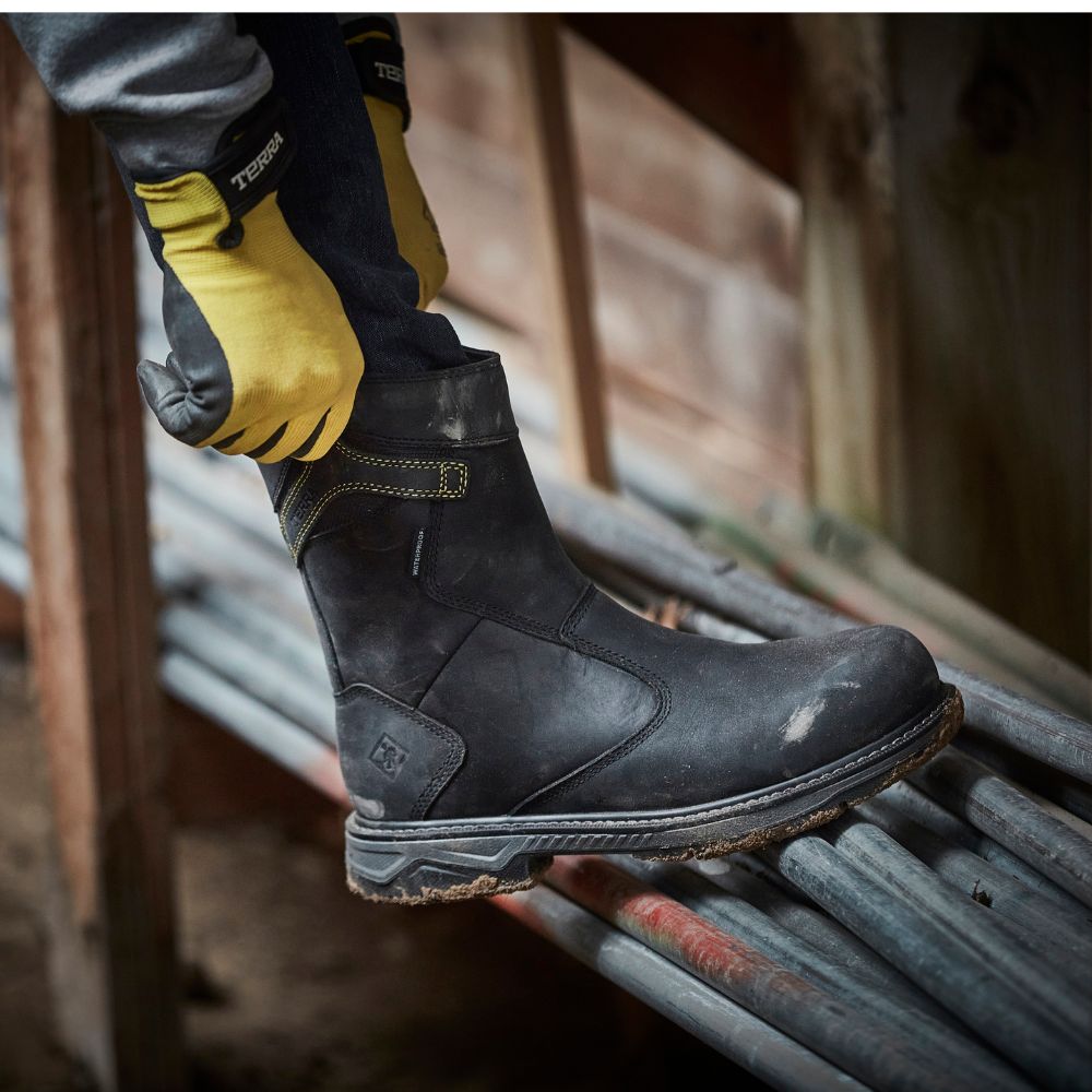 Terra Patton Waterproof Unisex 8-Inch Alloy Toe CSA Certified Pull-On Work Boots TR0A4TCBBLK - Ideal for Construction, Landscaping & Heavy-Duty Industrial Work