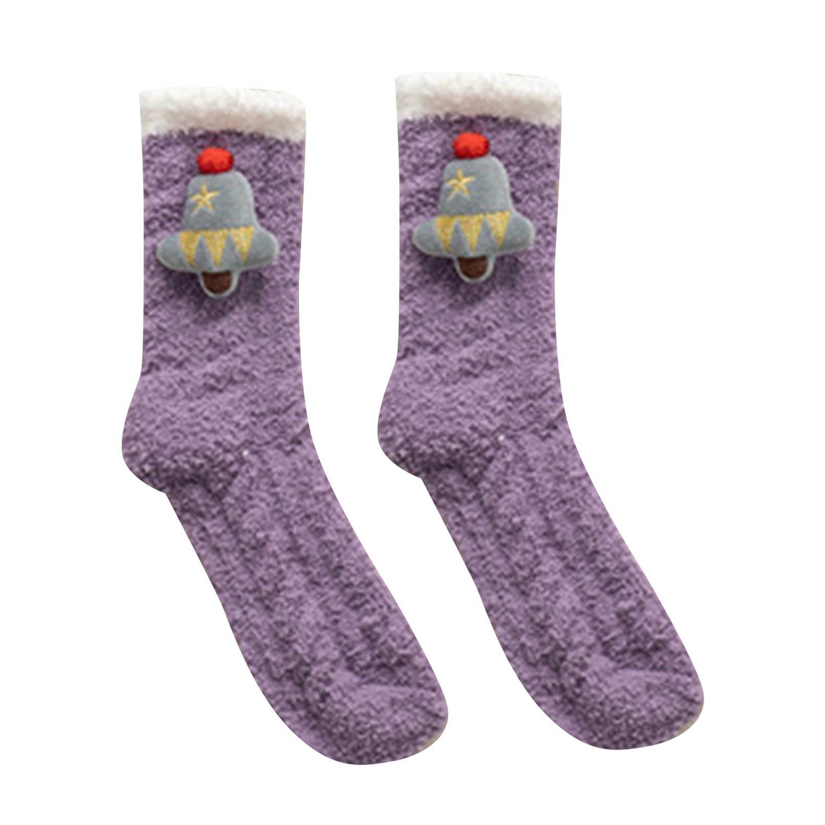 Cozy Fuzzy Warm Socks for Women - Winter Christmas Stocking Stuffers (Bell Purple) - Perfect for Gifting & Home Comfort