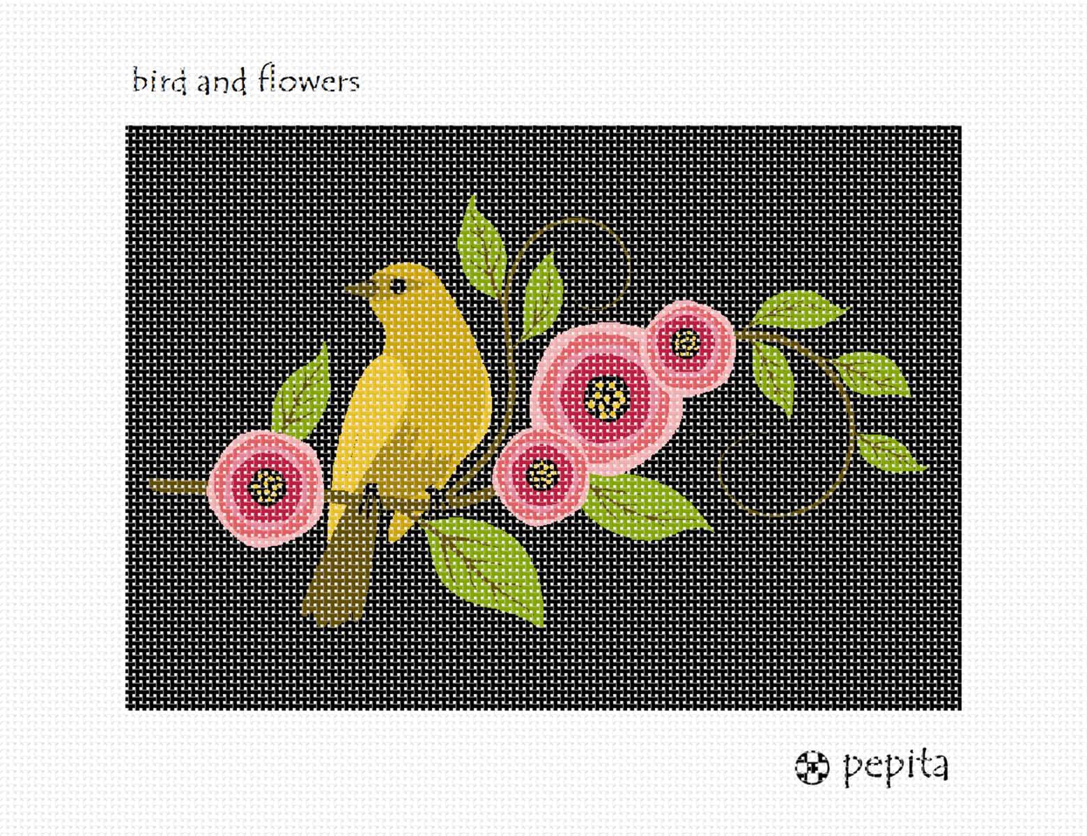 Pepita Needlepoint Kit - Bird and Flowers Embroidery Set (10