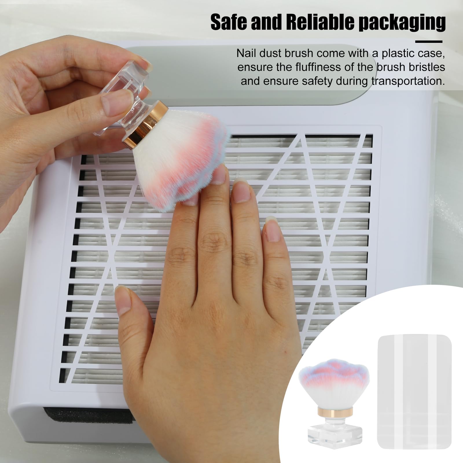 Pink Nail Dust Brush - Rose Powder Remover for Nail Art & Makeup - Salon & Home Use