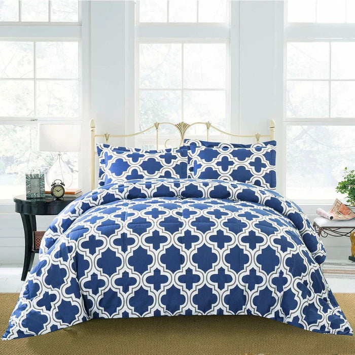 Premium Down Alternative Comforter Set - Soft & Hypoallergenic - Modern Trellis Design - Perfect for Bedroom Decor & Cozy Sleep