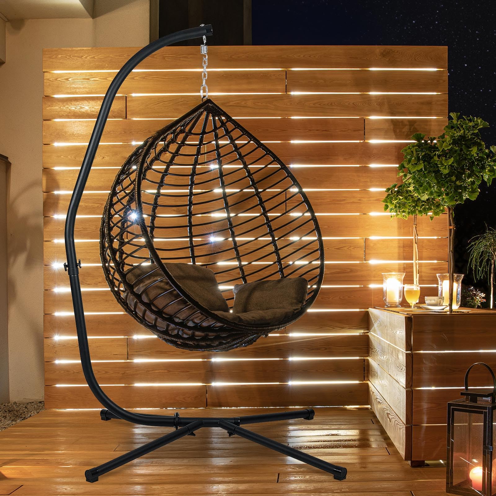 BPS Heavy Duty Steel Hammock Stand for Hanging Chairs - 300 lb Weight Capacity - Perfect for Indoor/Outdoor Patio, Garden, Backyard & Porch Relaxation