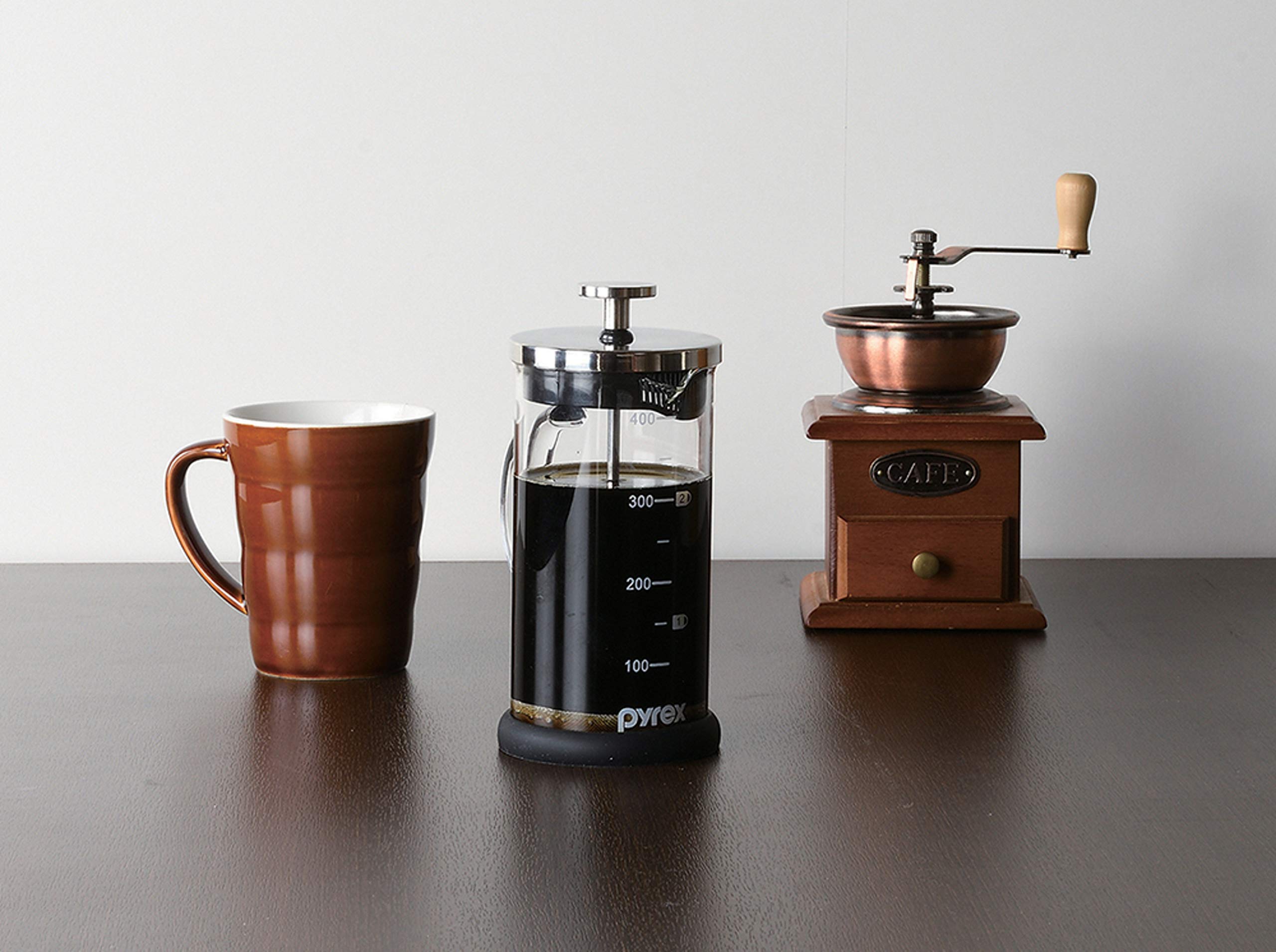 Pyrex CP-8538 13.5 oz (400 ml) Clear Glass Coffee Press - French Press for Home, Office & Camping Brewing