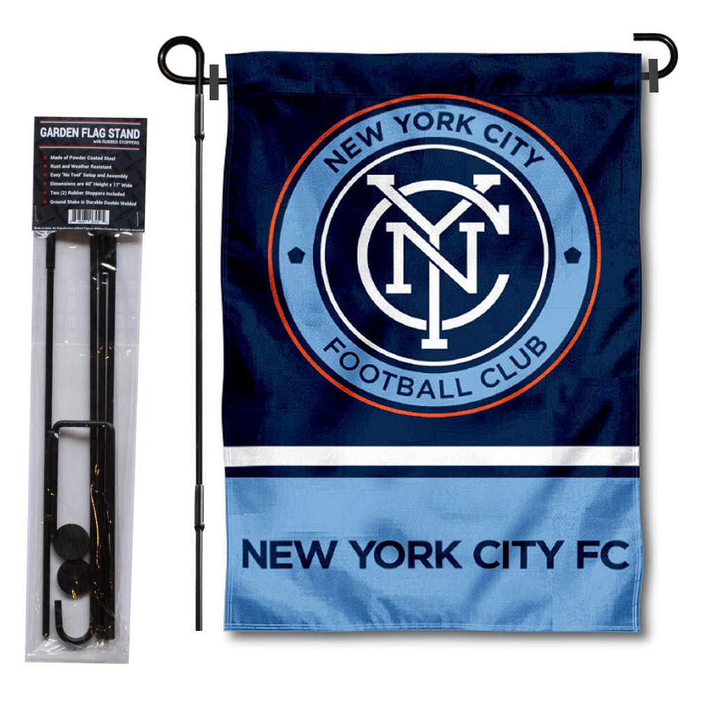 WinCraft New York City FC Garden Flag with Pole Holder | NYCFC Soccer Team Outdoor Decor for Yard, Patio & Game Day