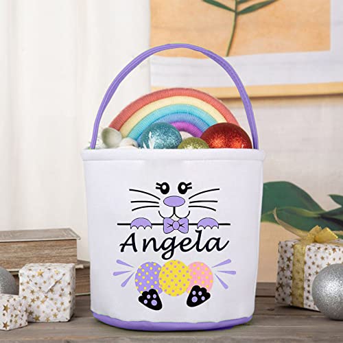 Personalized Easter Bunny Basket Bags for Kids - Custom Easter Gifts & Basket Stuffers for Toddlers - Perfect for Easter Egg Hunts, Party Favors & Spring Celebrations