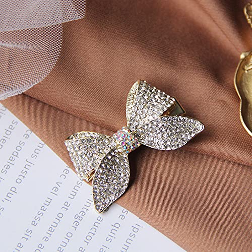 Pearl Rhinestone Bowknot Hair Ties & Duckbill Hair Clips Set for Women & Girls - Elegant Hair Accessories for Parties, Weddings & Daily Styling