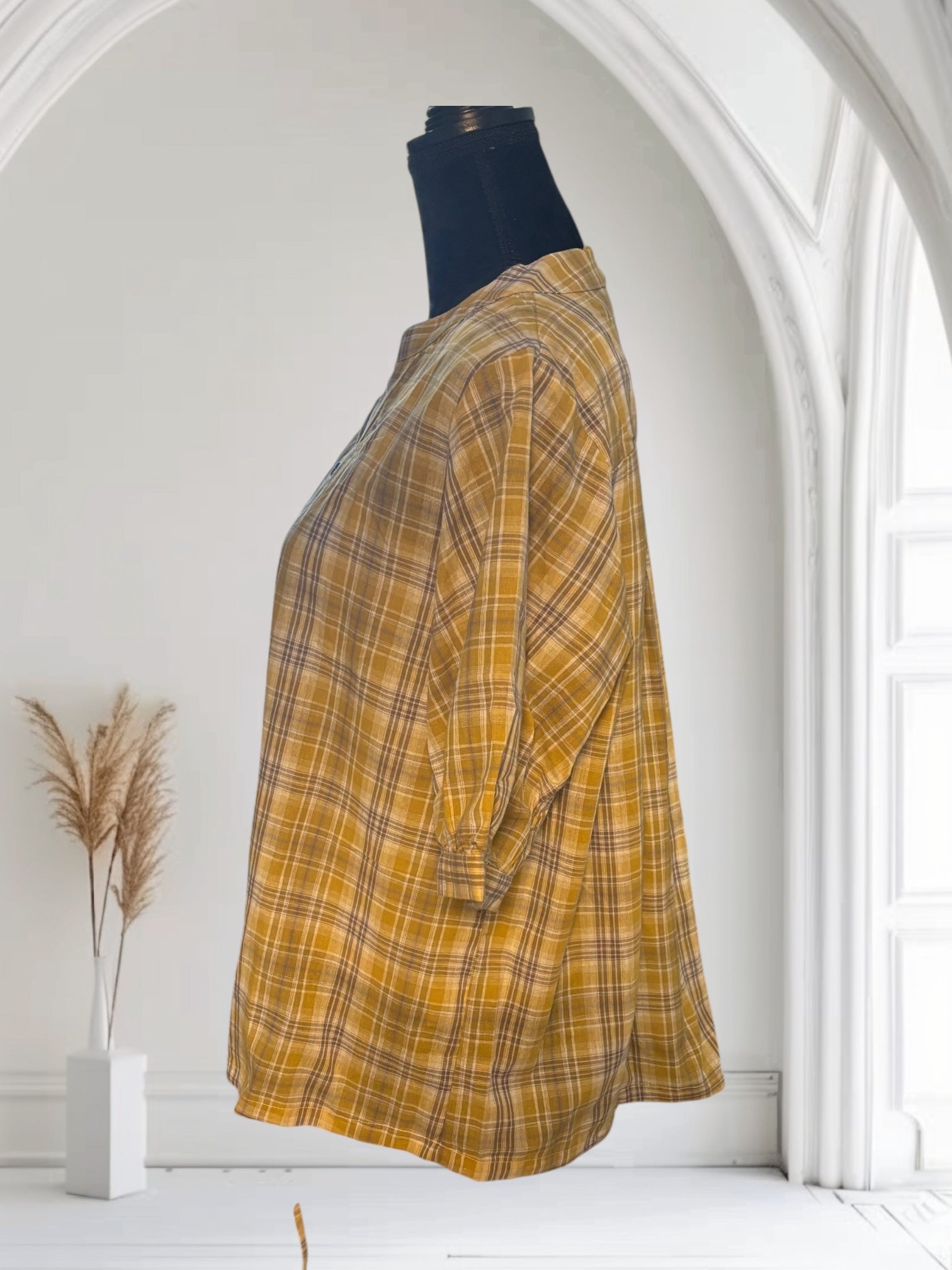 Women's Plaid Short Sleeve Cotton Shirt - Summer Thin Drawstring Casual Top for Outdoor Activities, Travel & Daily Wear