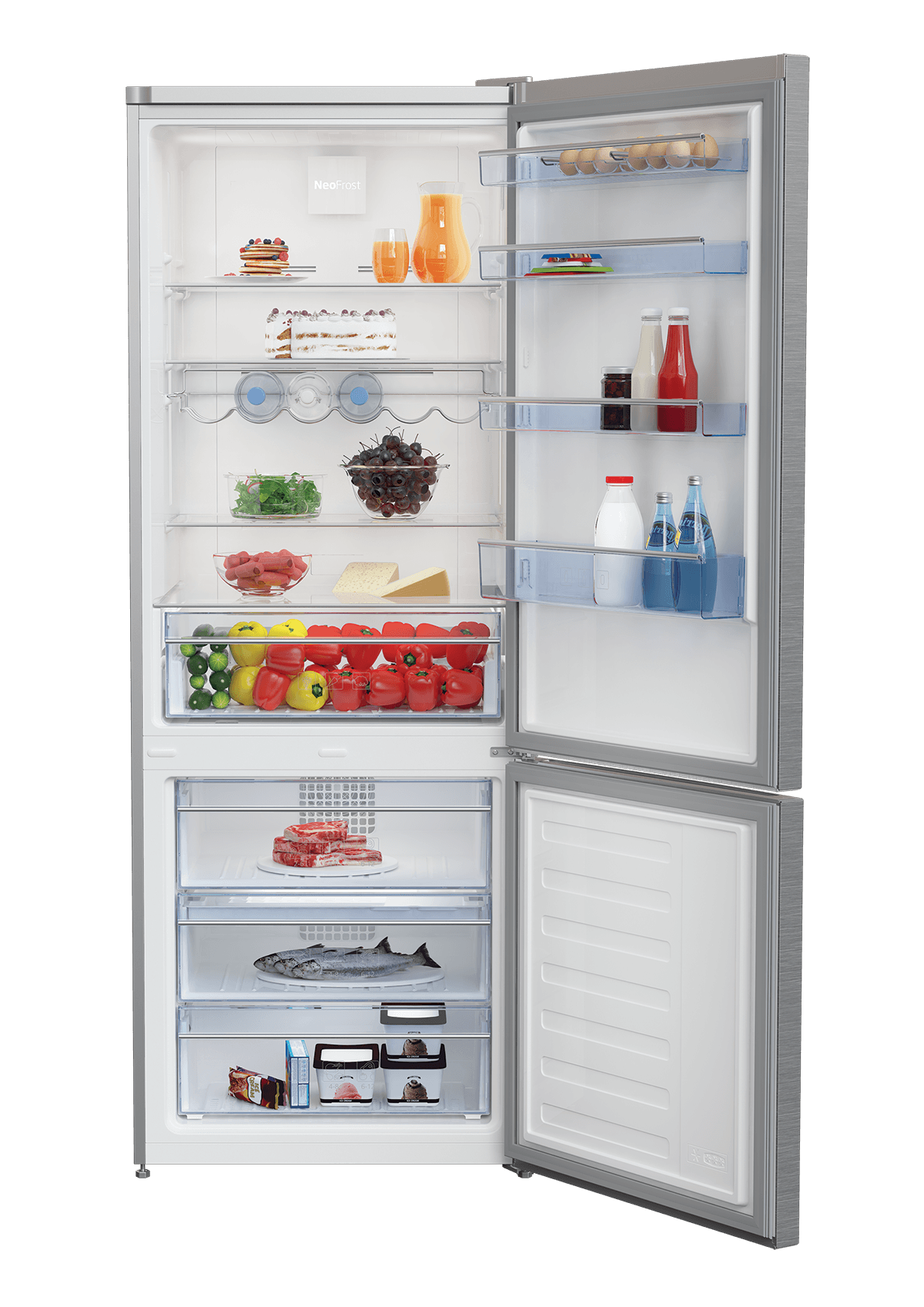 Beko BFBF2715SS 27 Inch Bottom Freezer Refrigerator in Stainless Steel - Energy Efficient French Door Fridge for Modern Kitchen & Open Floor Plans