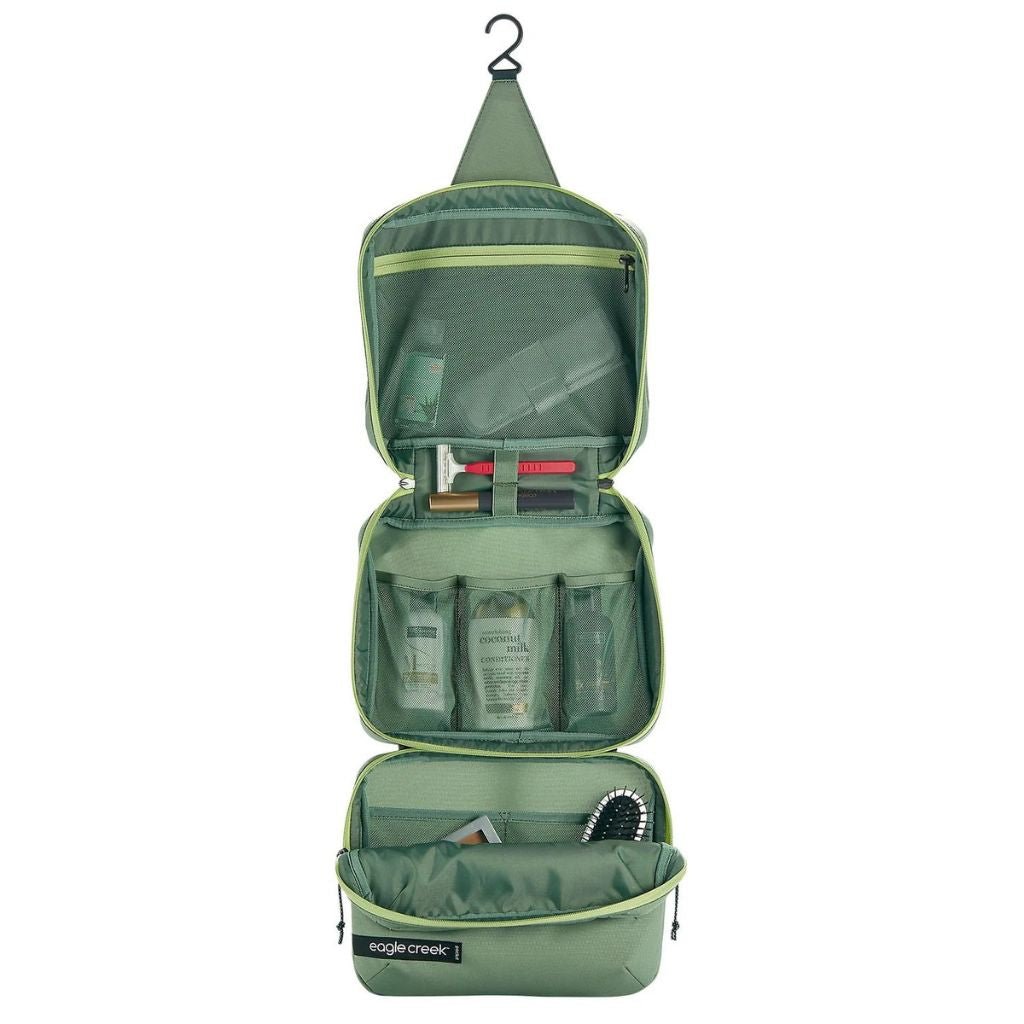 Eagle Creek PACK IT™ REVEAL Tri-Fold Toiletry Kit - Mossy Green | Water-Resistant Travel Organizer for Toiletries & Cosmetics | Perfect for Camping, Business Trips & Vacations