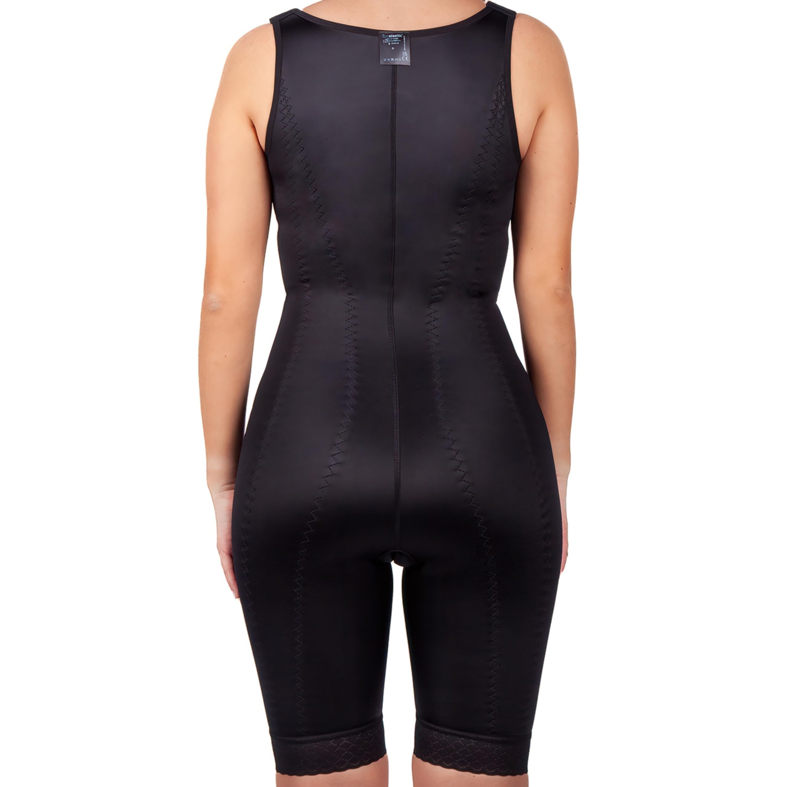 LIPOELASTIC VF Body Shaper – Post-Surgery Compression Garment for Liposuction, Tummy Tuck & C-Section Recovery | Postpartum Belly Wrap & Full Body Girdle for Women | Breathable & Adjustable (Black, Medium) | Perfect for Post-Op Care, Weight Loss & Body Contouring