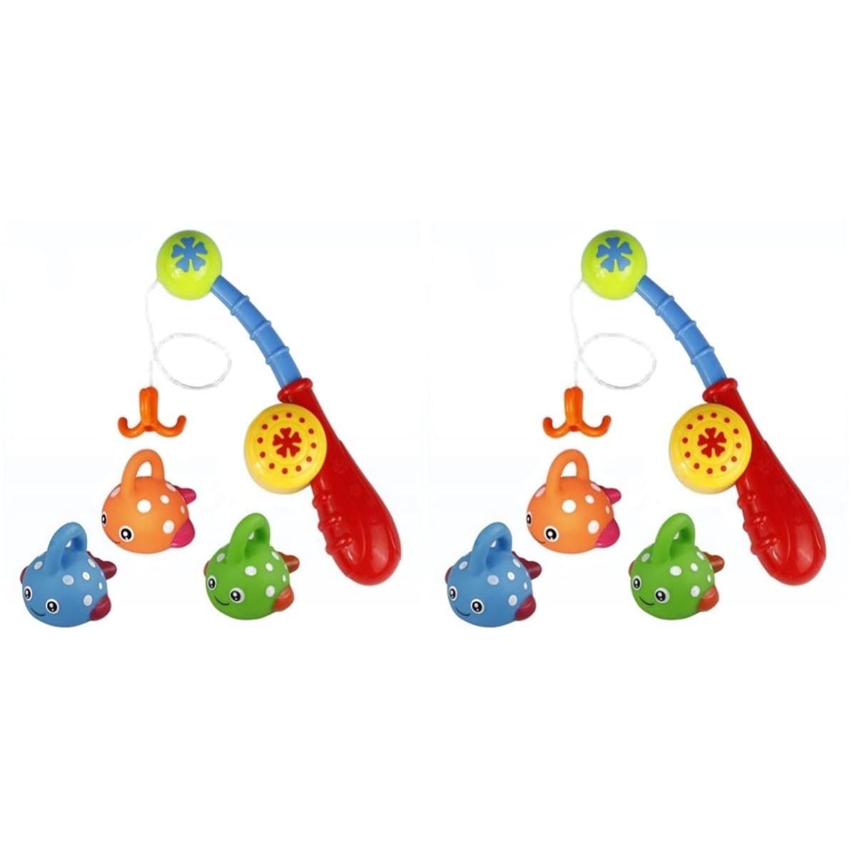 TOYANDONA 2 Pack Fishing Bath Toys Set with Fishing Rod & Rubber Fish - Fun Educational Water Play for Toddlers & Kids - Perfect for Bathtime, Pool Parties & Outdoor Activities