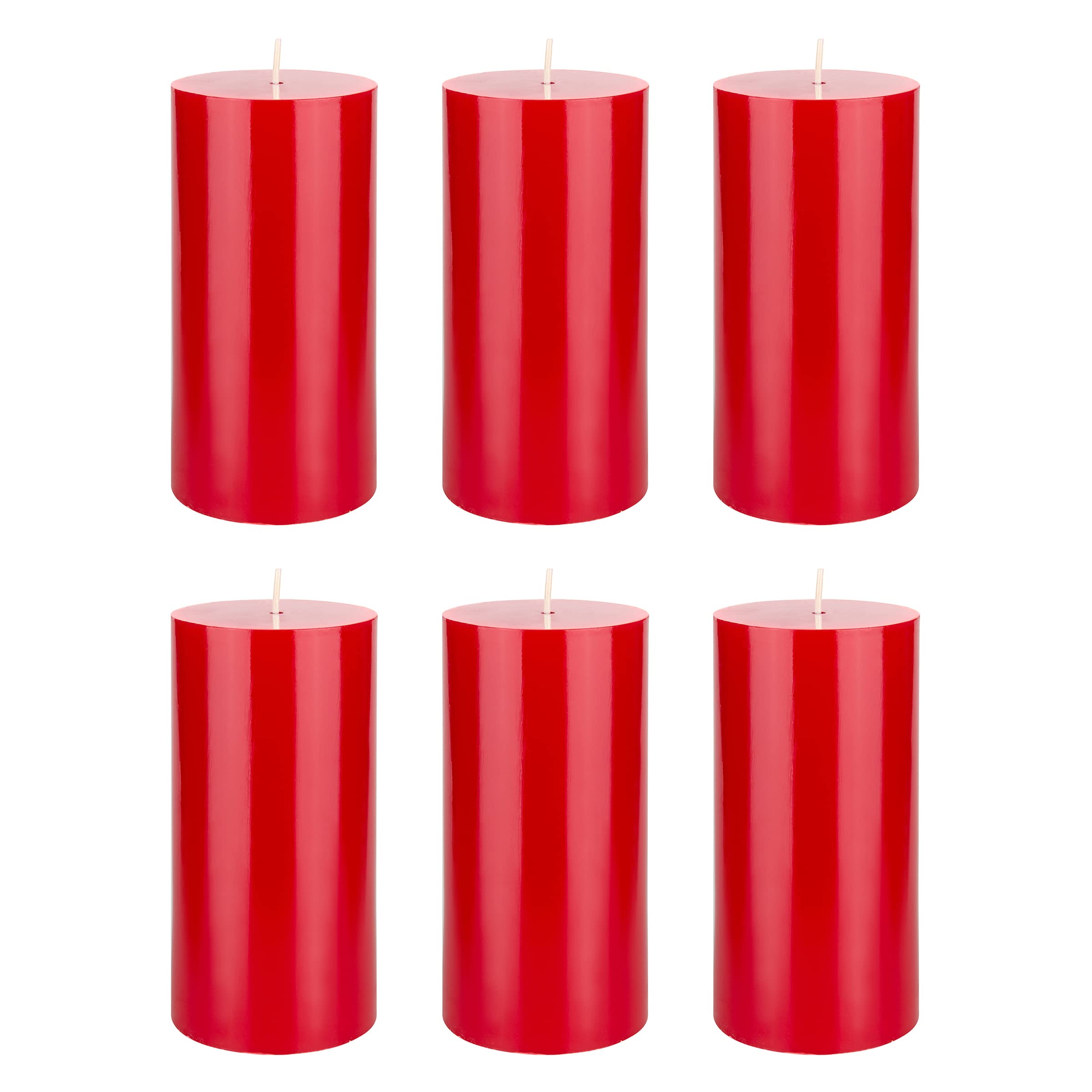 Premium Unscented Red Pillar Candles Set of 6 - 3x6 Inch Hand-Poured Pure Wax Candles for Home Decor, Weddings, Spa Relaxation, Holiday Centerpieces & Prayer Vigils - Elegant Party Decorations & Celebration Essentials