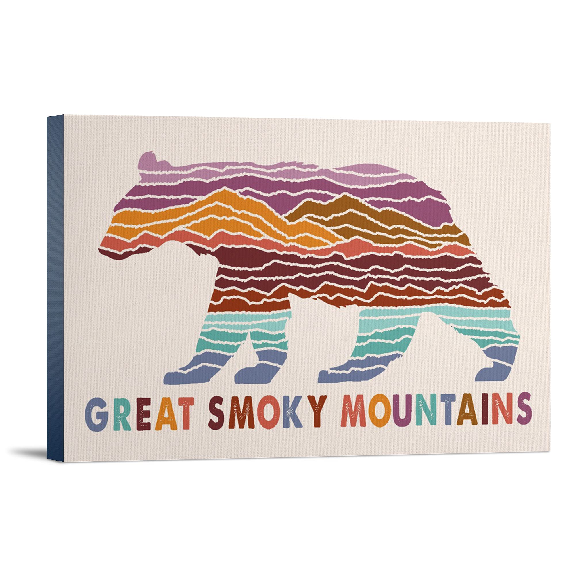 Great Smoky Mountains Bear Wall Art - 16x24 Wrapped Canvas Print with Light Background - Nature Wildlife Home Decor for Living Room, Bedroom & Office