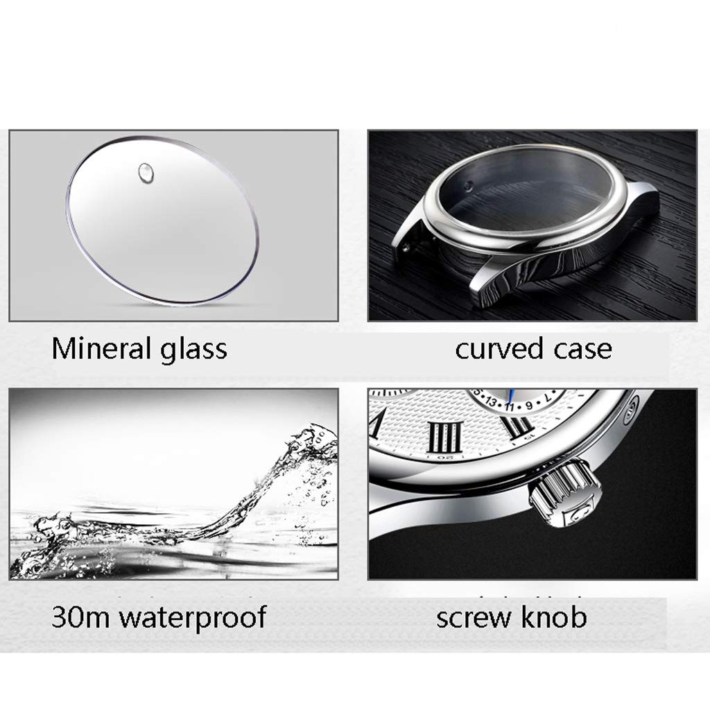 DLT Classic Automatic Mechanical Men's Watch - Waterproof Stainless Steel Two-Tone Band with Bow Fold-Over Clasp - Minimalist Silver Case & Black Dial - Perfect for Business, Casual Wear & Formal Occasions