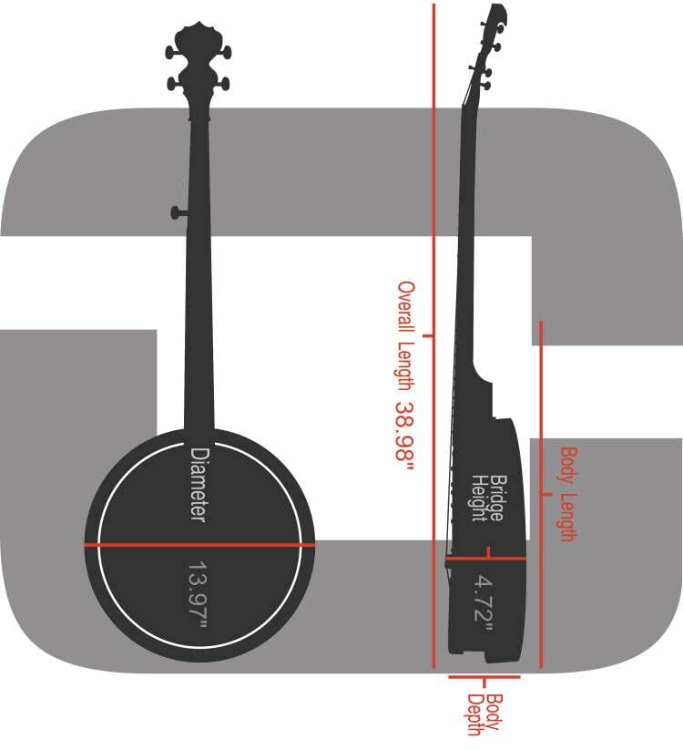 Crossrock Fiberglass Banjo Case for Mastertone & Most 5-String Banjos - Padded Straps, Interior Storage, Adjustable Padding & TSA Lock - Durable Protection for Travel & Performances - Red