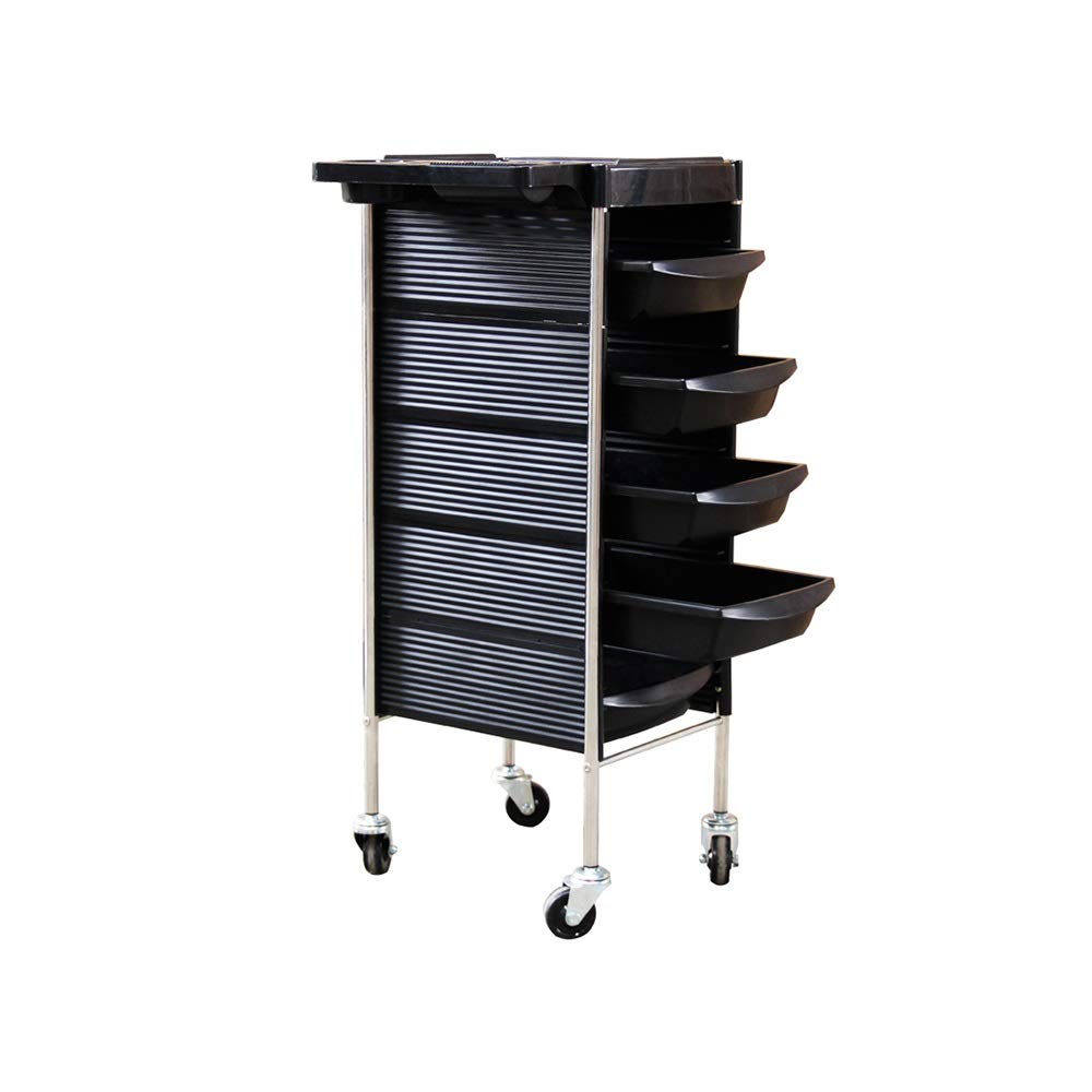 GLJ Floating Shelves & 5-Layer Beauty Cart - Black Large Capacity Storage Drawer for Hairdressing & Cosmetics Tools | Perfect for Salon, Bathroom & Home Organization