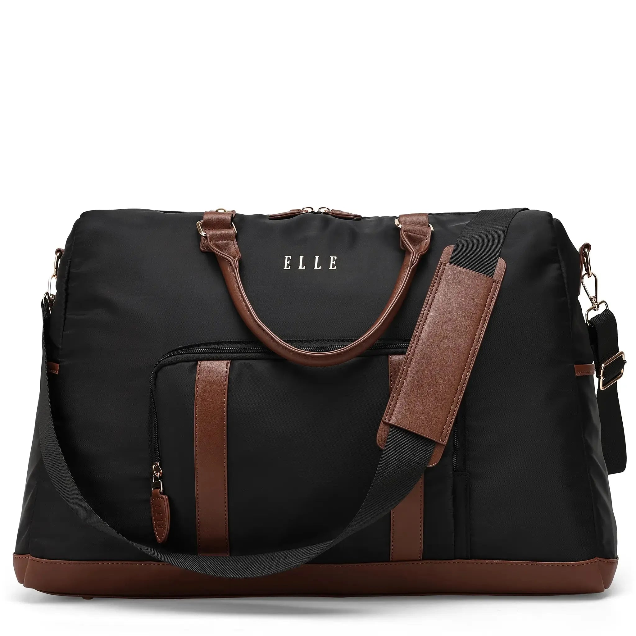 Premium 30L Twill & Vegan Leather Weekender Duffle Bag - Stylish Carry-On Travel Bag for Weekend Getaways, Gym & Business Trips