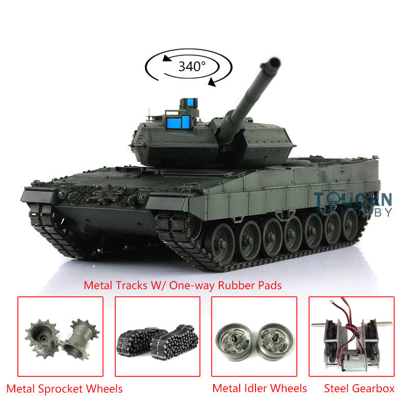 Heng Long 1/16 TK 7.0 Upgraded Ready-to-Run Leopard 2A6 RC Tank 3889 - Remote Control Military Battle Tank with Light & Sound Effects | Perfect Birthday Gift for Adults & Kids | Outdoor Play, Collection Display, War Simulation