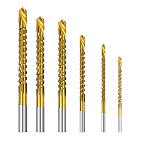 Cobalt Drill Bit Set - 6pcs High-Speed Steel Serrated Grooving Cutting Bits for Metal, Wood & Carpenter Work - Impact Driver Compatible Spiral Saw Bits for DIY, Woodworking & Professional Use