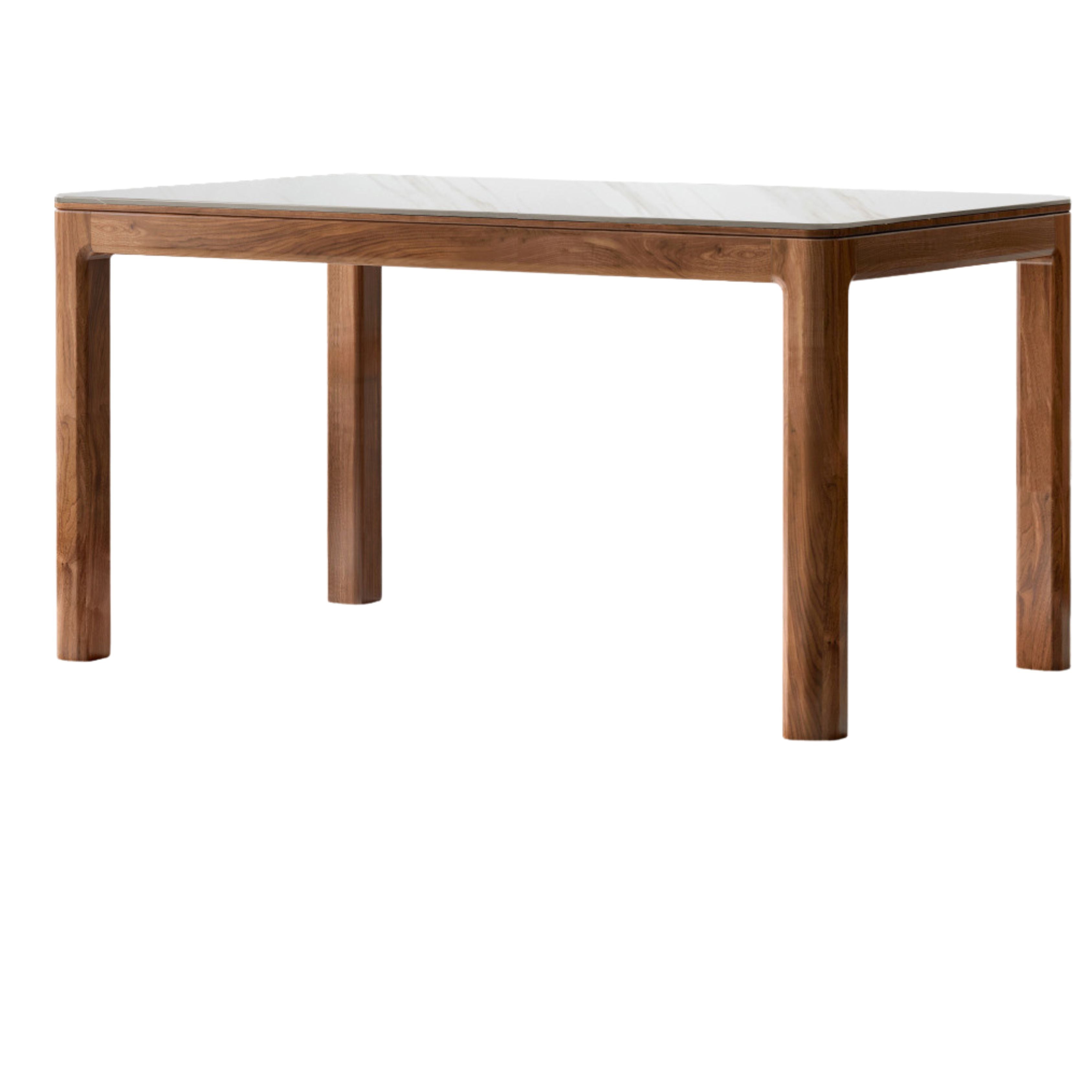 59x31.4x29.9 inch / 150.4x80.4x76 cm / Rich Dark Walnut color Slate top white color/ dining table