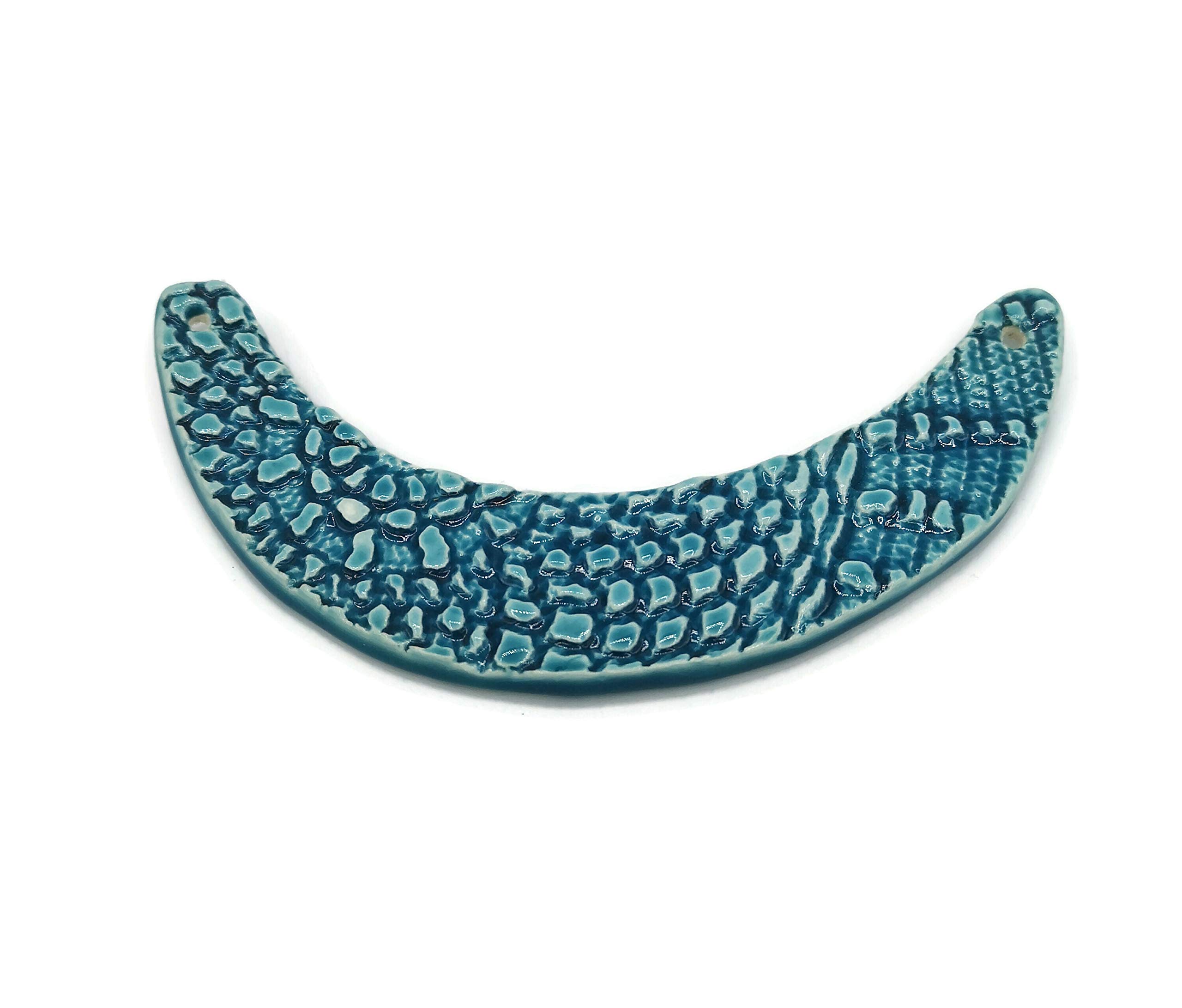 Handmade Blue Ceramic Bib Necklace for Women - Large Statement Pendant for Jewelry Making & DIY Crafts | Perfect for Parties, Weddings & Boho Fashion Accessories