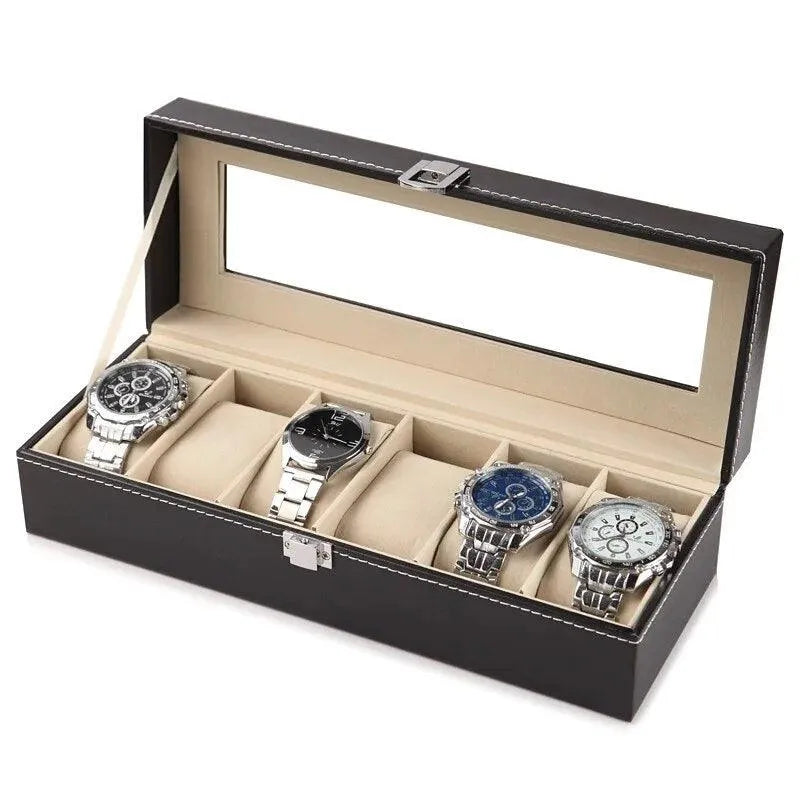 Premium 2/6/10/12 Slot Leather Watch Case - Luxury Watch Storage Box & Organizer for Men | Perfect for Travel, Home Display & Watch Collection Protection