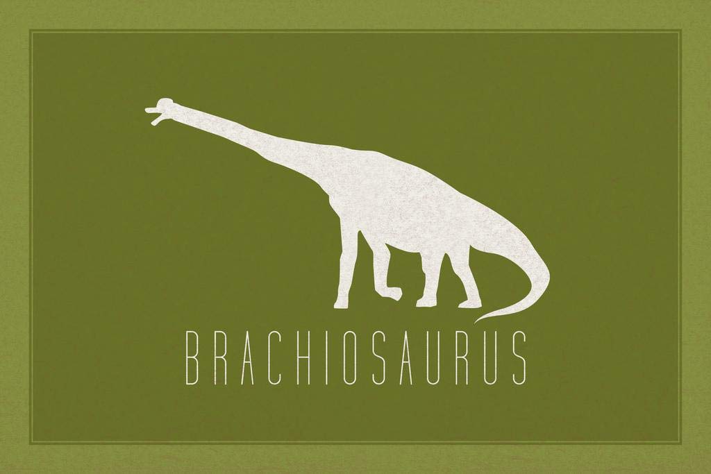 Brachiosaurus Dinosaur Wall Art Print - Green Dino Poster for Kids Room Decor (16x24 inches) - Perfect for Bedroom, Nursery & Playroom Wall Decor