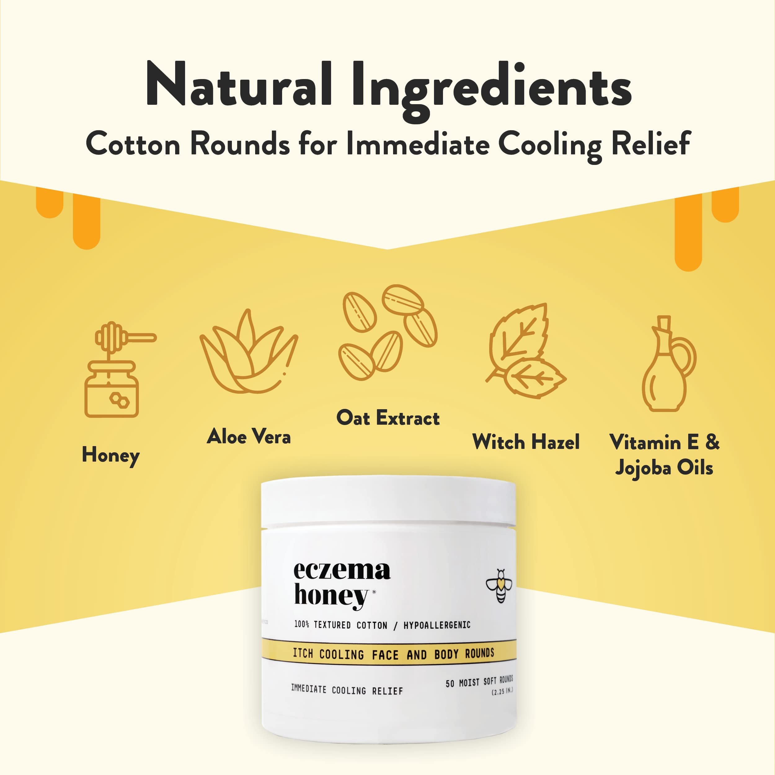 Eczema Honey Itch Cooling Face & Body Rounds with Oatmeal Body Lotion Bundle - Soothing Relief for Sensitive & Dry Skin - Cruelty Free Skincare Set - Perfect for Daily Moisturizing & Itch Relief at Home or Travel