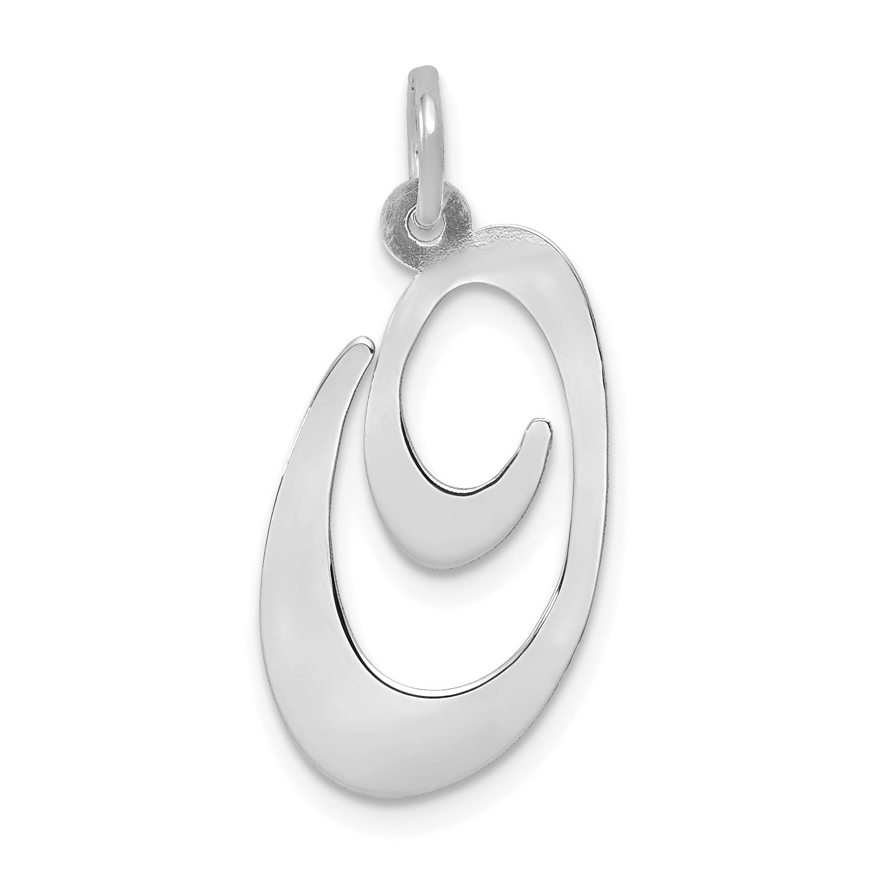 14K White Gold Large Fancy Script Letter O Initial Charm Pendant 22x17-25mm - Personalized Jewelry Gift for Women, Perfect for Necklaces & Bracelets