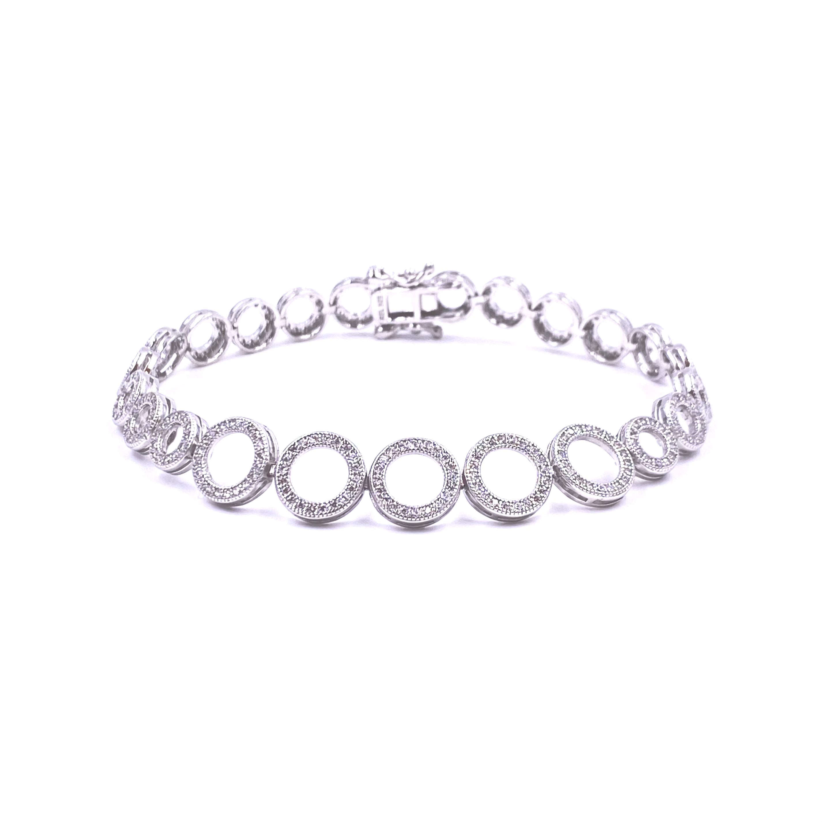 Ashley Gold Sterling Silver CZ Graduated Circle Tennis Bracelet for Women - Elegant Jewelry Gift for Anniversary, Birthday & Special Occasions