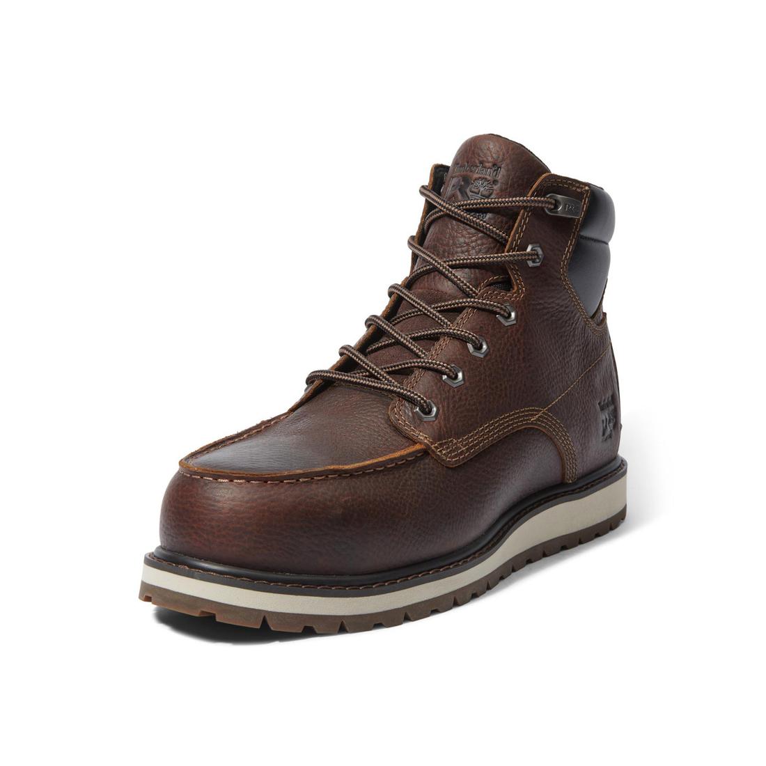 6 Inch Alloy Toe Work Boots for Men - Brown Safety Shoes for Construction & Industrial Work - Slip Resistant & Comfortable Work Boots for Warehouse, Landscaping & Heavy Duty Jobs