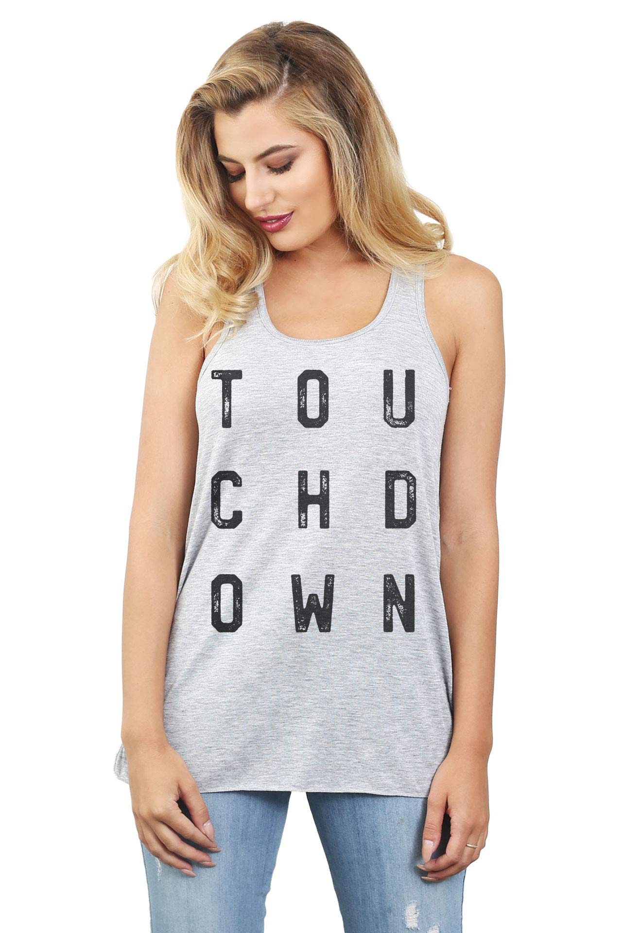 Touchdown Women's Sleeveless Flowy Racerback Yoga Tank Top - Breathable Workout Top for Gym, Running & Yoga | Perfect for Fitness, Lounge & Summer Activities