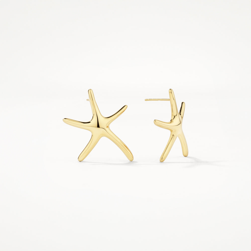 Gold Starfish Stud Earrings for Women - Dainty Ocean-Themed Jewelry - Perfect for Beach Vacations, Summer Outfits & Gift Giving