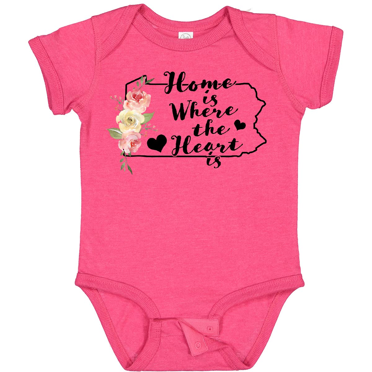 Inktastic Pennsylvania Home is Where The Heart is Watercolor Baby Bodysuit - Soft Cotton Onesie for Newborns & Infants - Perfect for Family Photos, Holidays & Everyday Wear